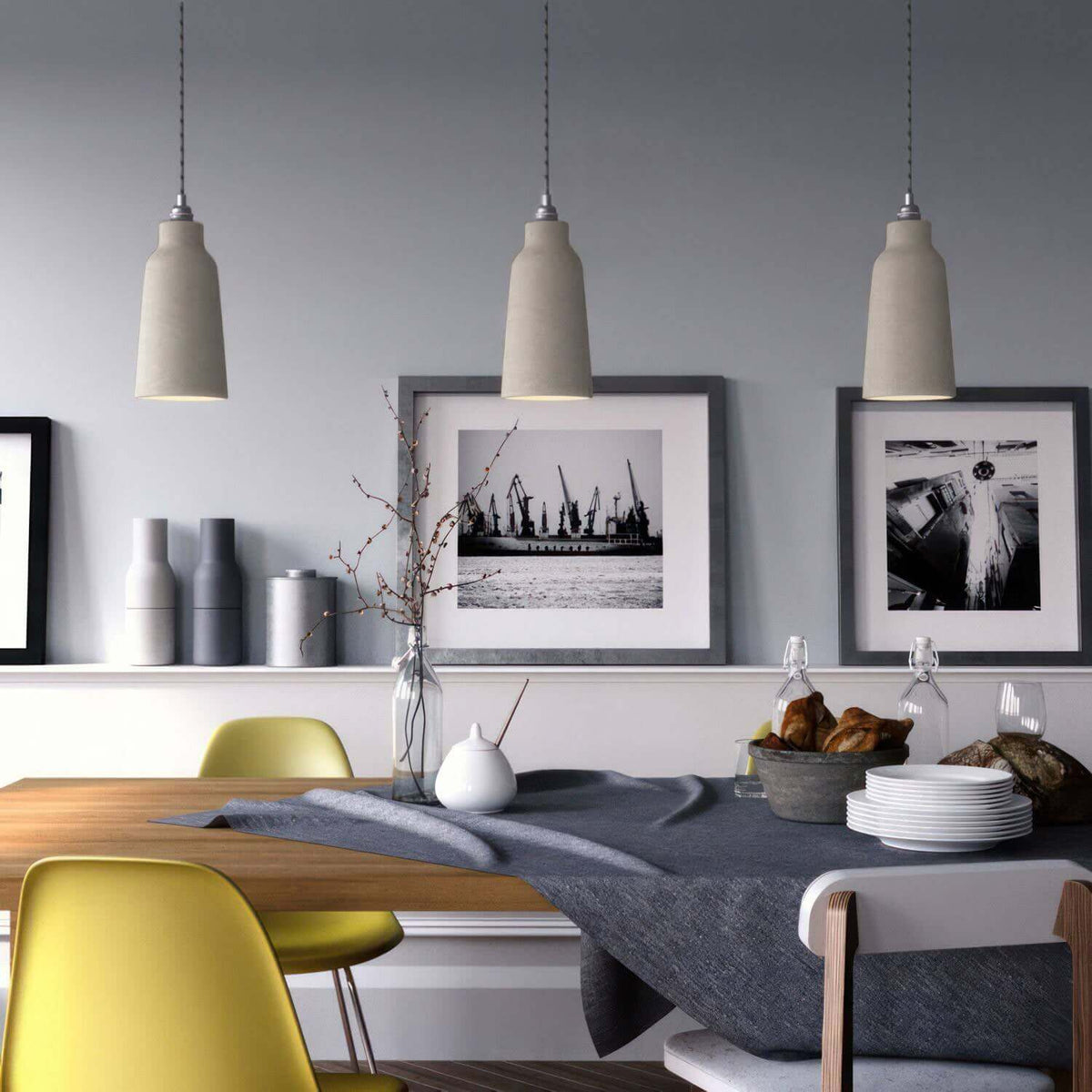 Paralume Bottiglia in ceramica, collezione Materia - Made in Italy - Tortora striato