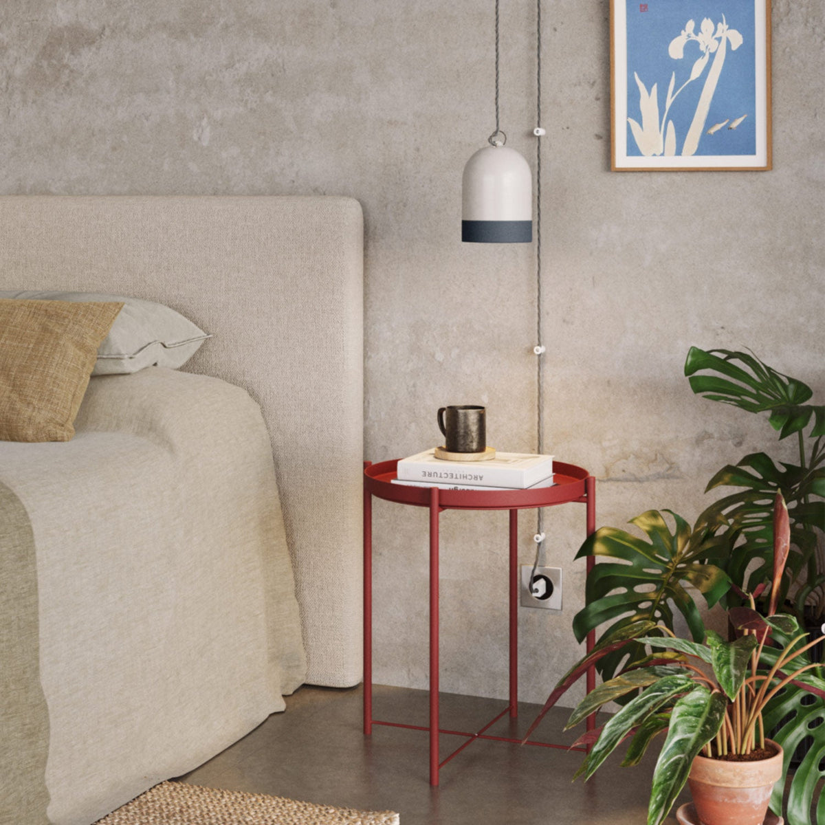 Paralume Campana Mini XS bicolore in ceramica Bianco e Petrolio, collezione Materia - Made in Italy