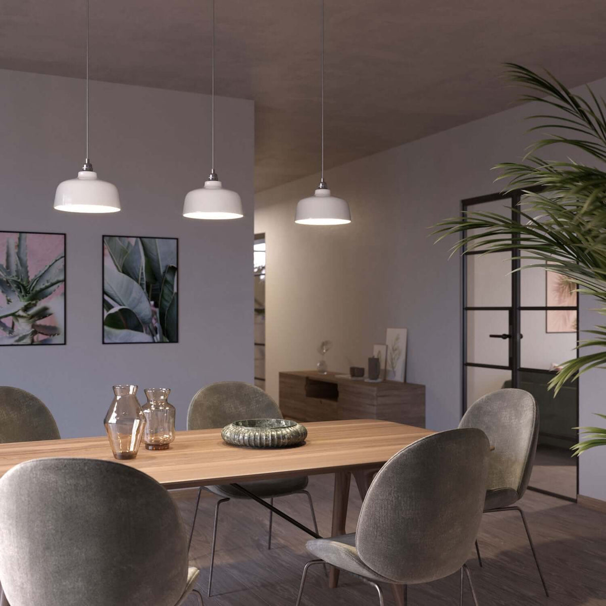 Paralume Coppa in ceramica, collezione Materia - Made in Italy - Bianco lucido