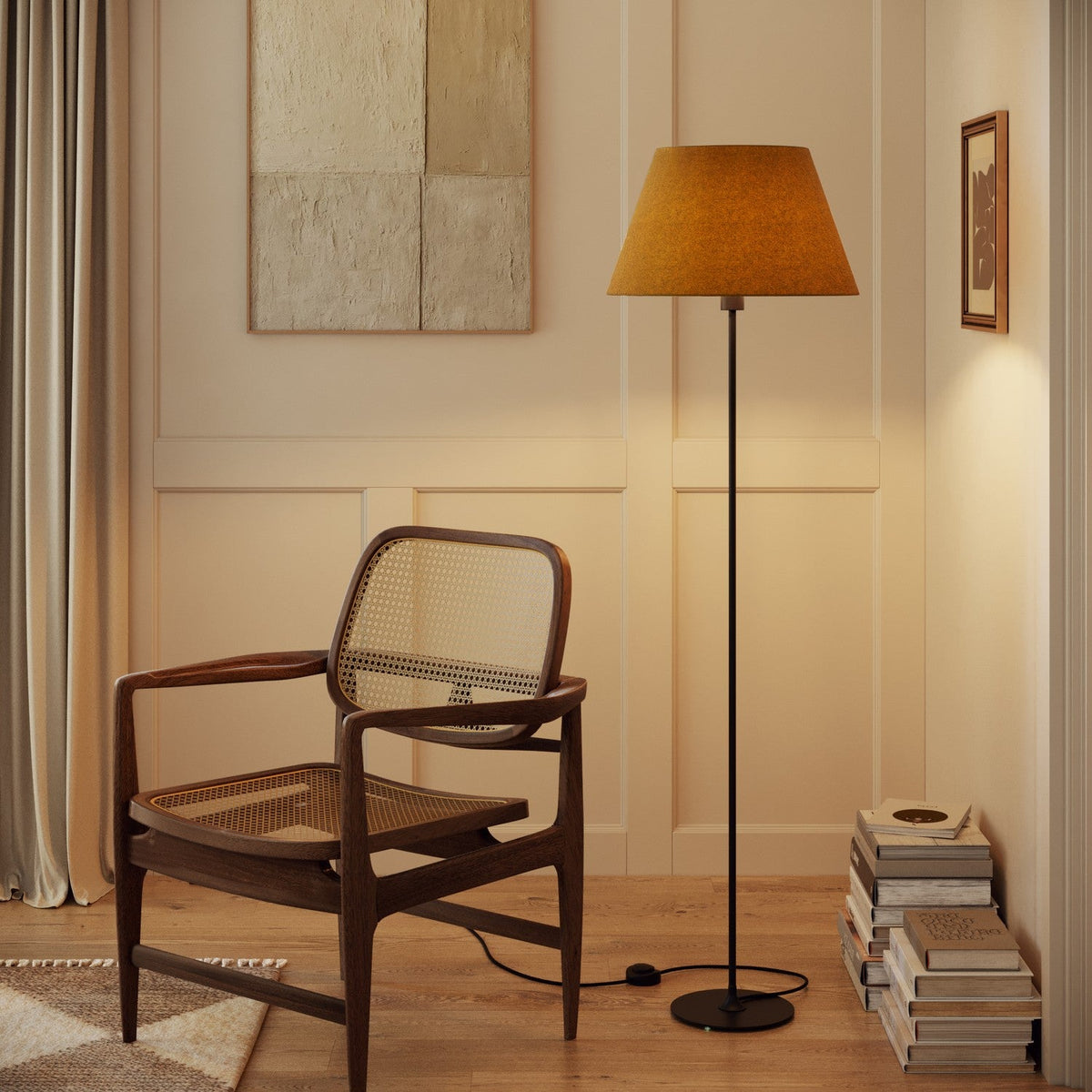 Paralume Impero L per lampada da tavolo o applique con attacco E27 - Made in Italy - Lana Senape