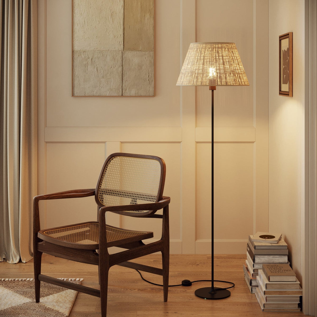 Paralume Impero L per lampada da tavolo o applique con attacco E27 - Made in Italy - Raphia
