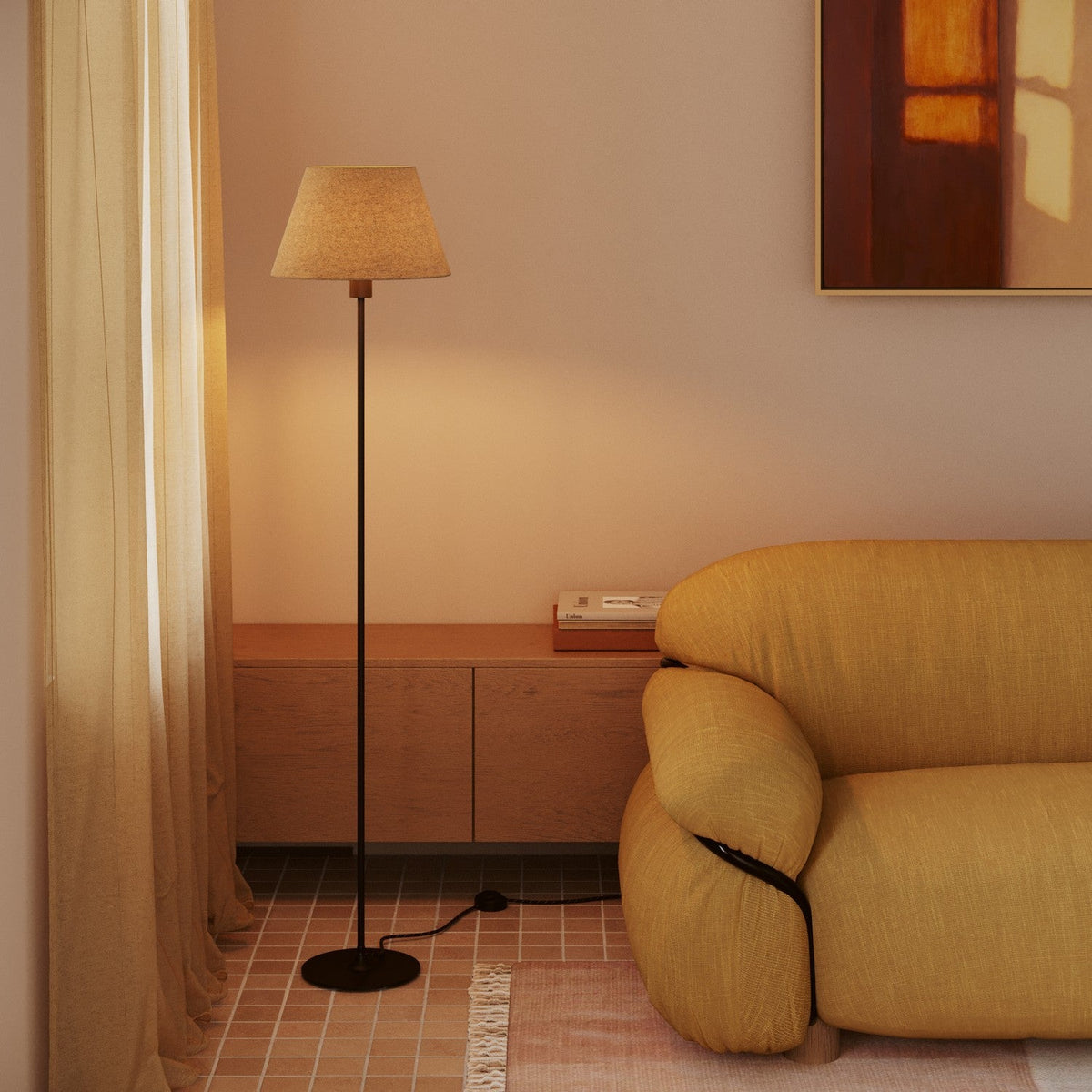 Paralume Impero M in tessuto per lampada da terra con attacco E27 - Made in Italy - Lana Beige