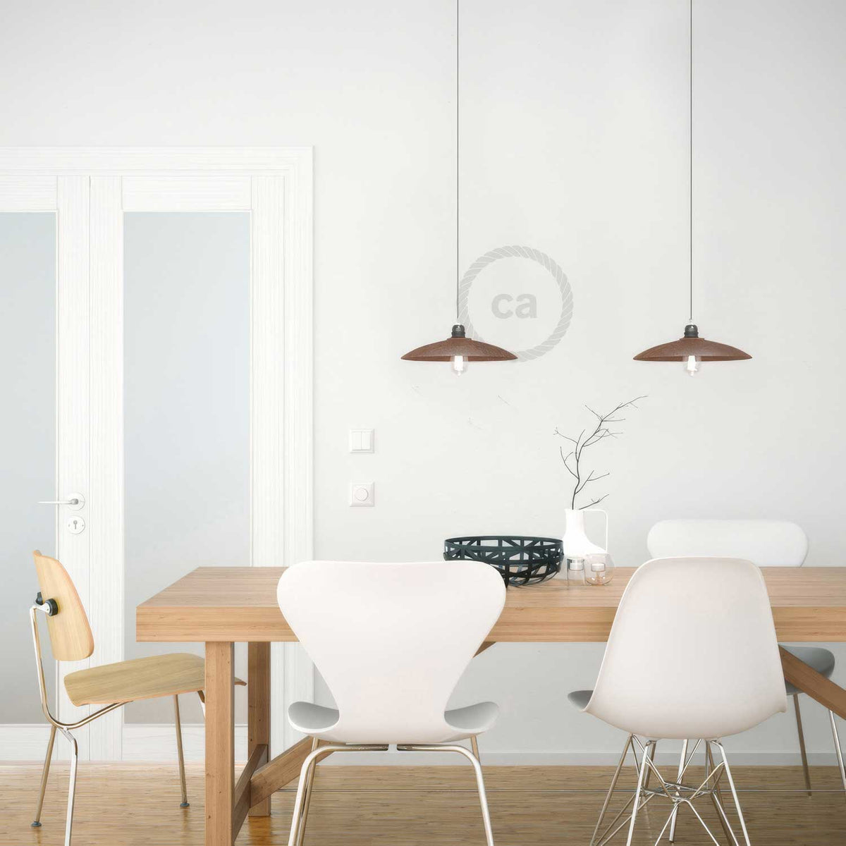 Paralume Piatto in ceramica per sospensione - Made in Italy - Effetto corten