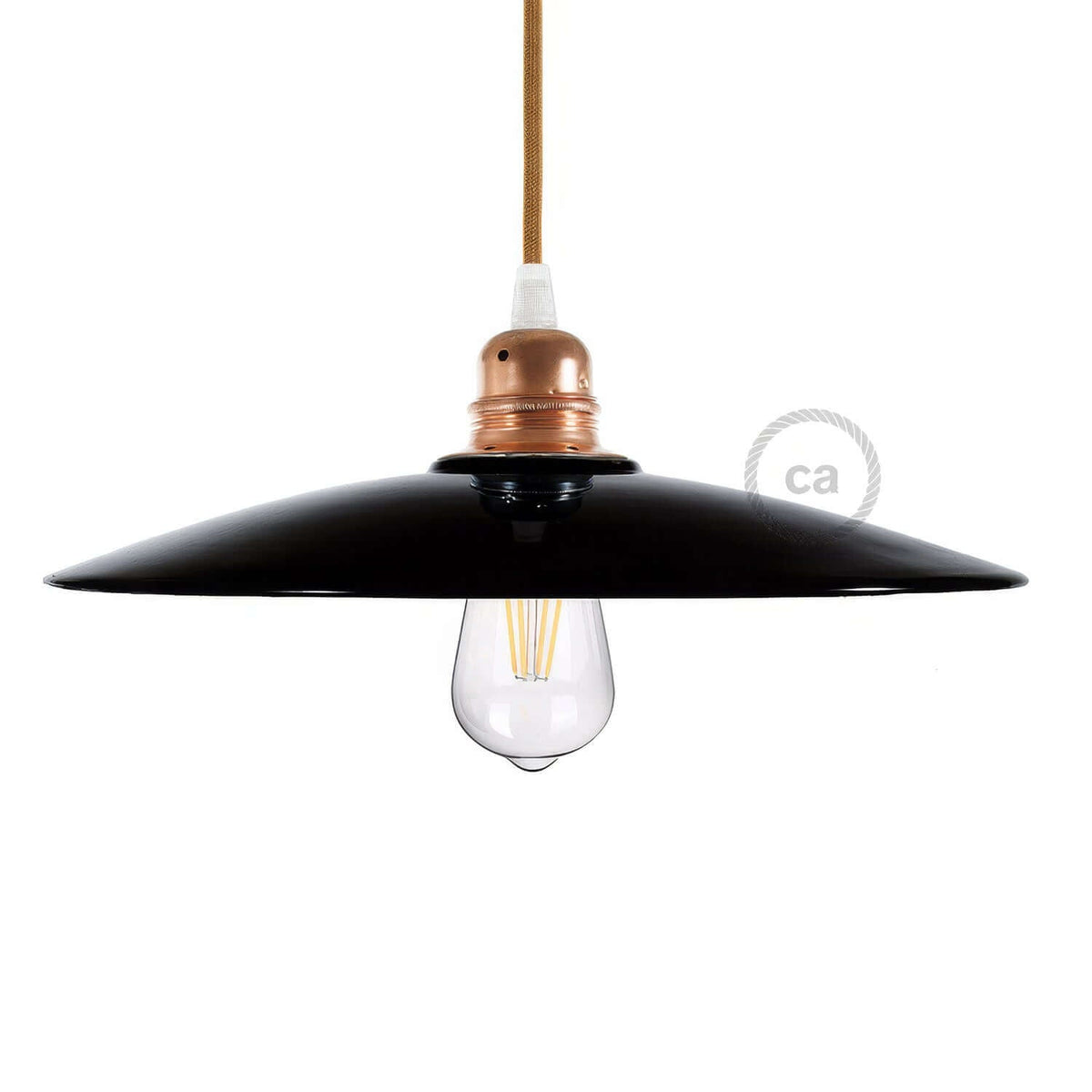 Paralume Piatto in ceramica per sospensione - Made in Italy - Nero - Rame