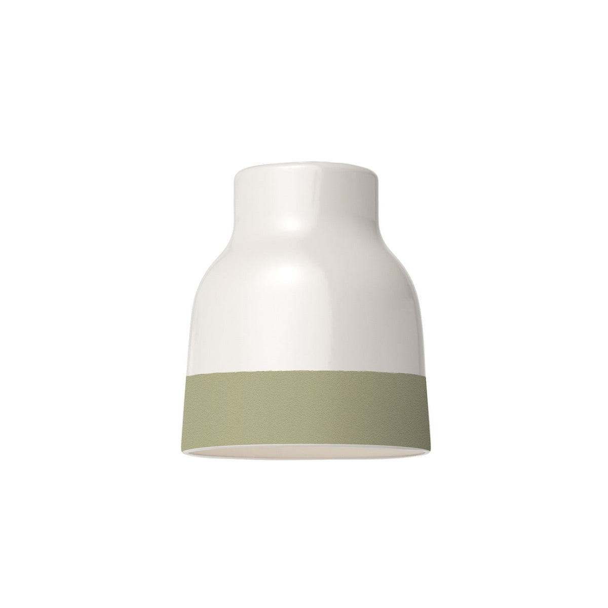 Paralume Vaso bicolore in ceramica Bianco e Verde salvia, collezione Materia - Made in Italy