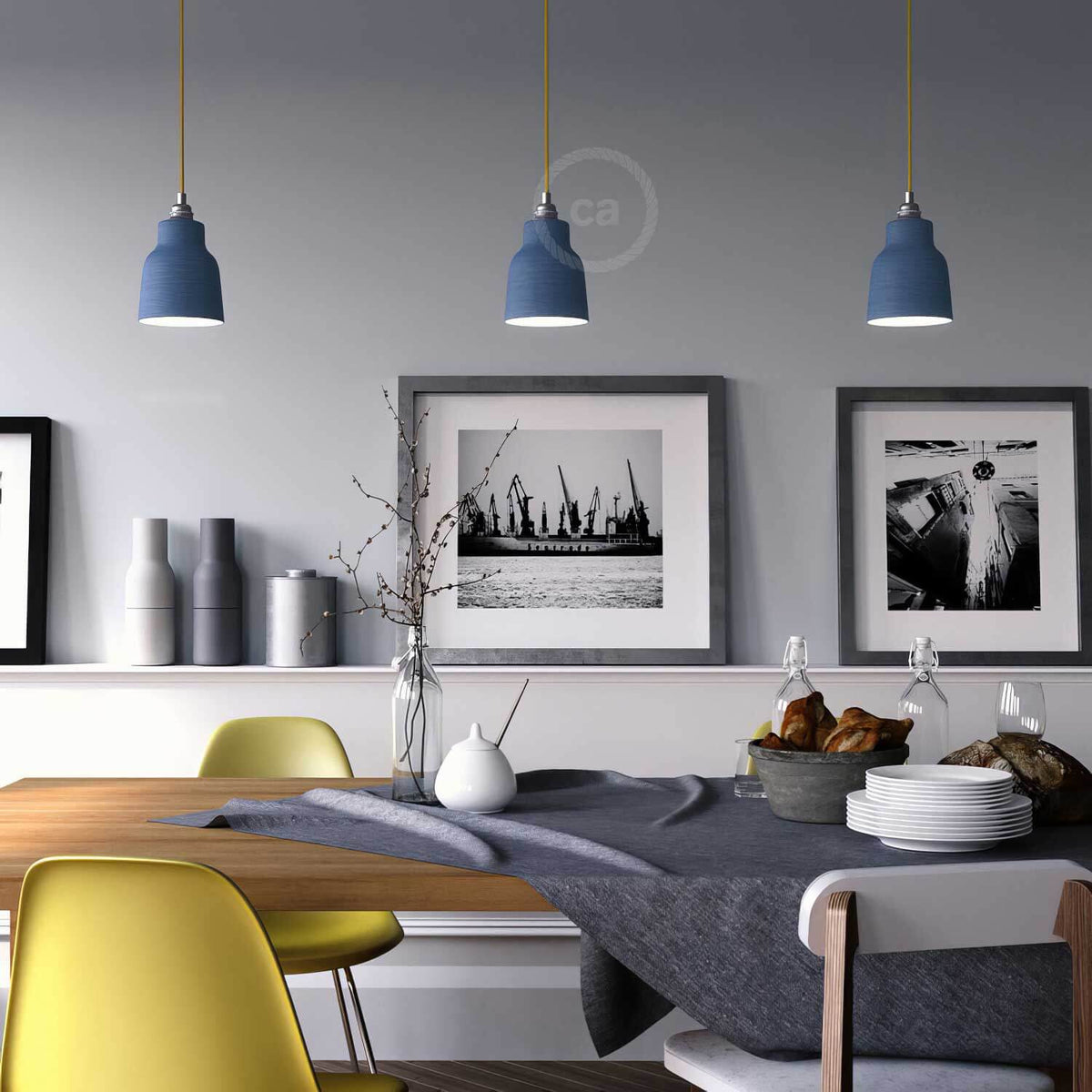 Paralume Vaso in ceramica, collezione Materia - Made in Italy - Avion striato