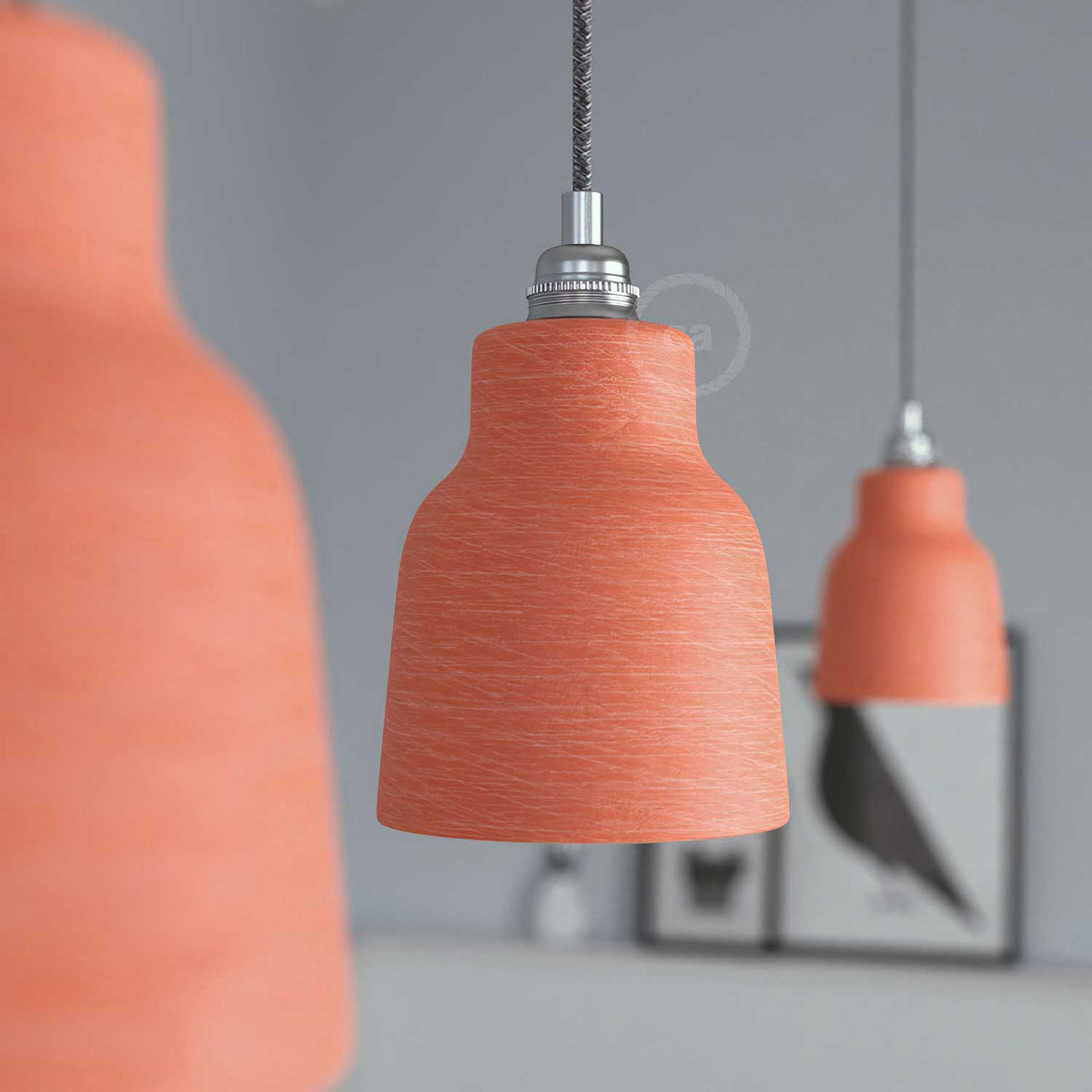 Paralume Vaso in ceramica, collezione Materia - Made in Italy - Corallo striato