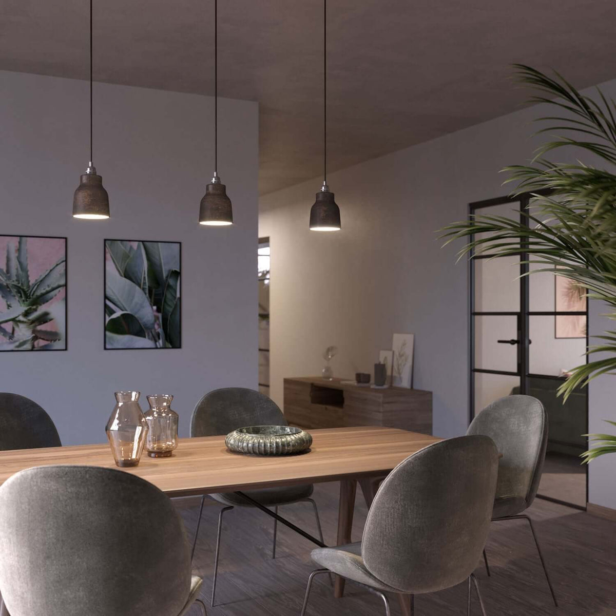 Paralume Vaso in ceramica, collezione Materia - Made in Italy - Effetto corten