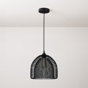 Lampada a sospensione completa di cavo tessile, paralume gabbia Ghostbell XL e finiture in metallo - Nero