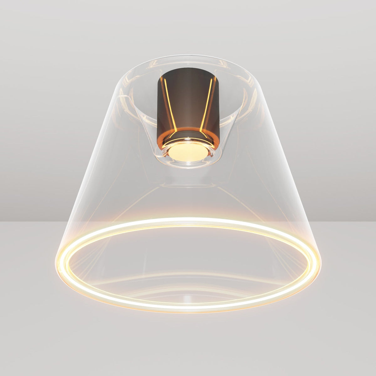 Plafoniera design con lampadina Ghost a cono trasparente - Nero