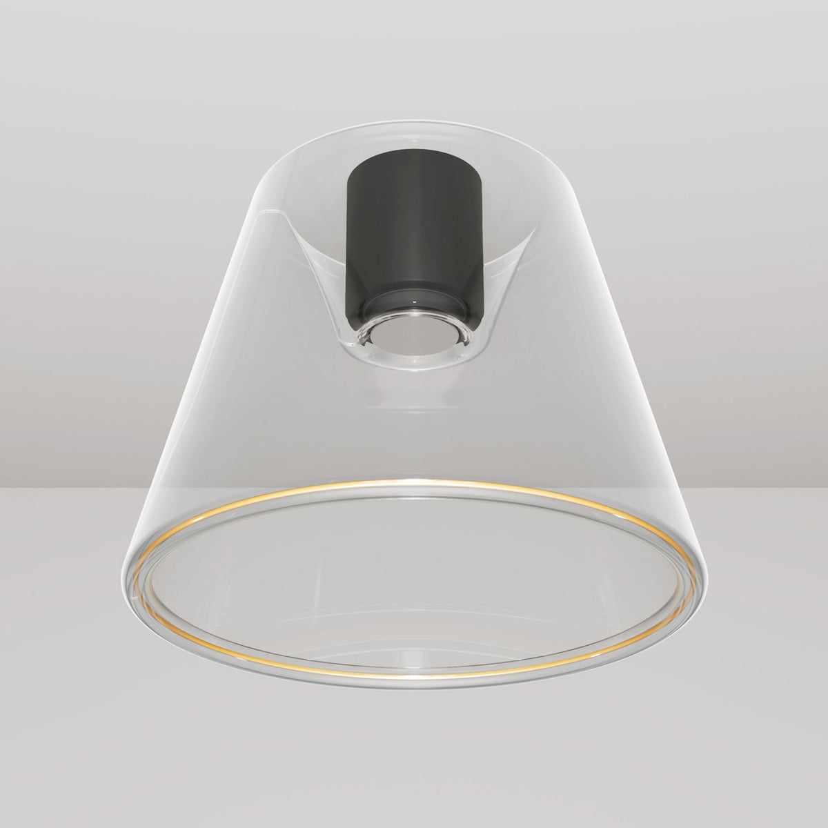 Plafoniera design con lampadina Ghost a cono trasparente - Nero