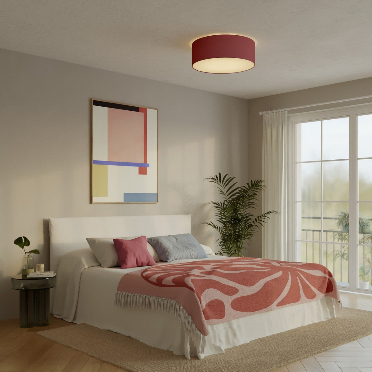 Plafoniera in tessuto Large - Made in Italy - Arenal Bordeaux