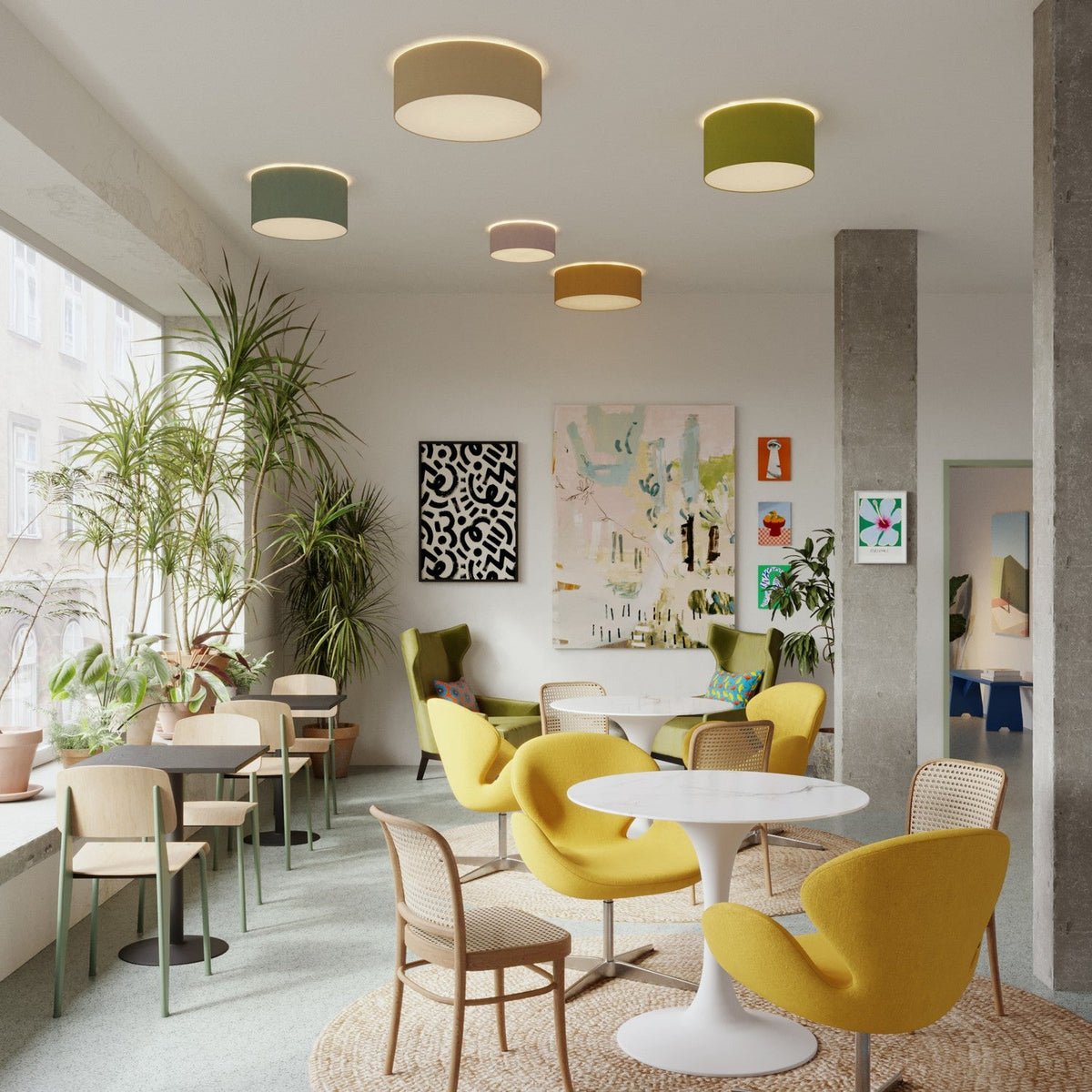 Plafoniera in tessuto Medium - Made in Italy - Arenal Bordeaux