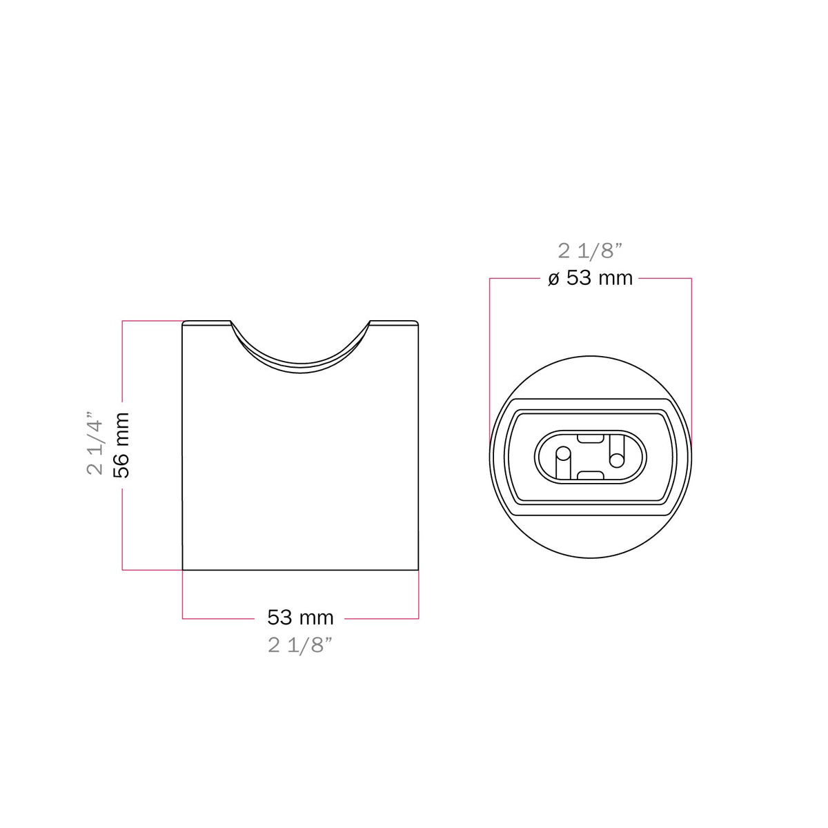 Portalampada S14d in metallo da parete o soffitto - Titanio satinato