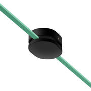 Rosone ovale in legno con 2 fori laterali per cavo per catenaria e sistema Filé. Made in Italy - Nero