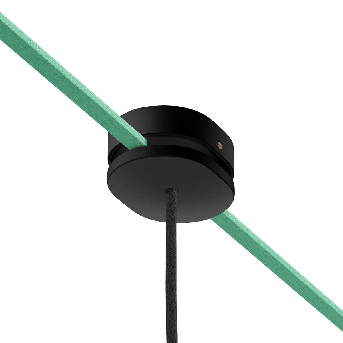 Rosone ovale in legno con un foro centrale e 2 fori laterali per cavo per catenaria e sistema Filé. Made in Italy - Nero