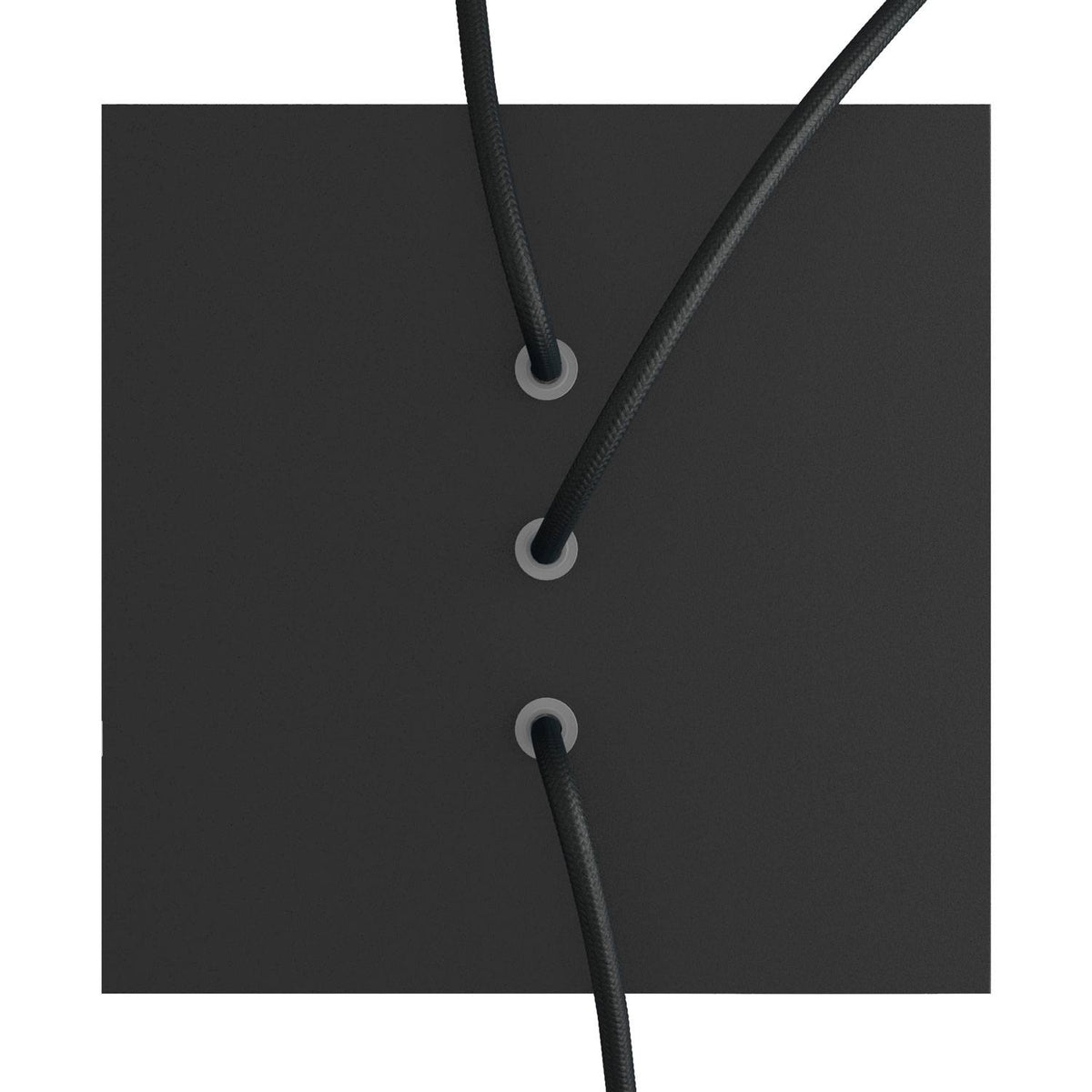 Rosone Rose-One quadrato, 200 mm con 3 fori in linea e 4 fori laterali - Nero opaco Bianco
