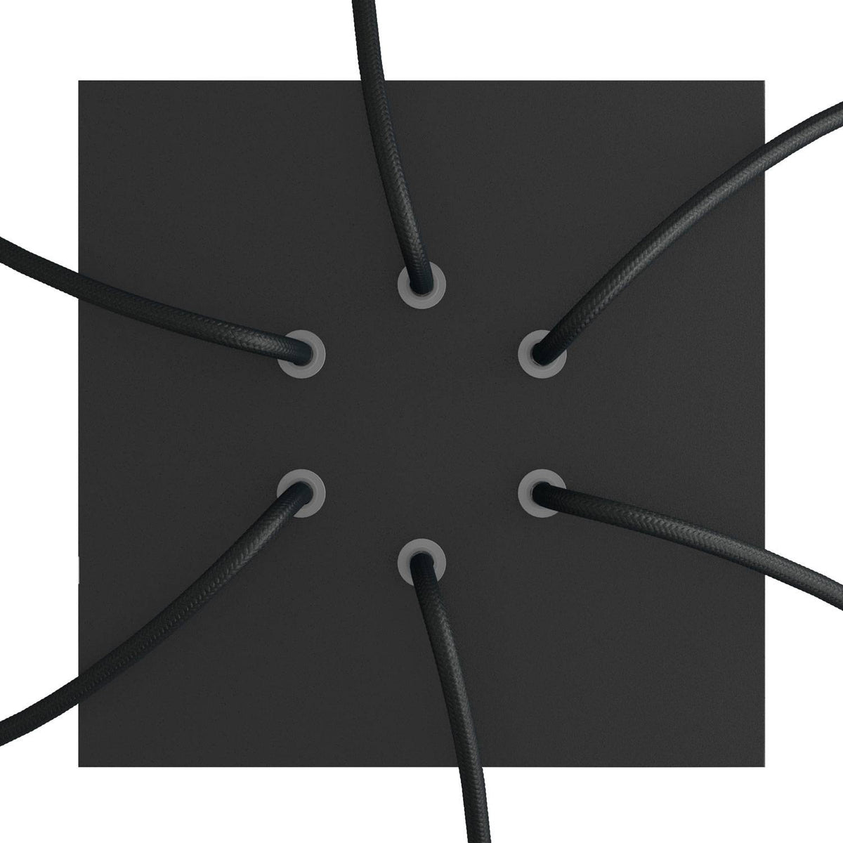 Rosone Rose-One quadrato, 200 mm con 6 fori e 4 fori laterali - Nero opaco Bianco