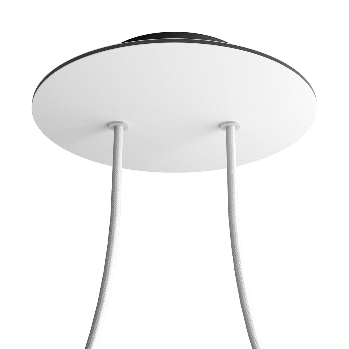 Rosone Rose-One rotondo, diametro 200 mm con 2 fori e 4 fori laterali - Bianco opaco Nero
