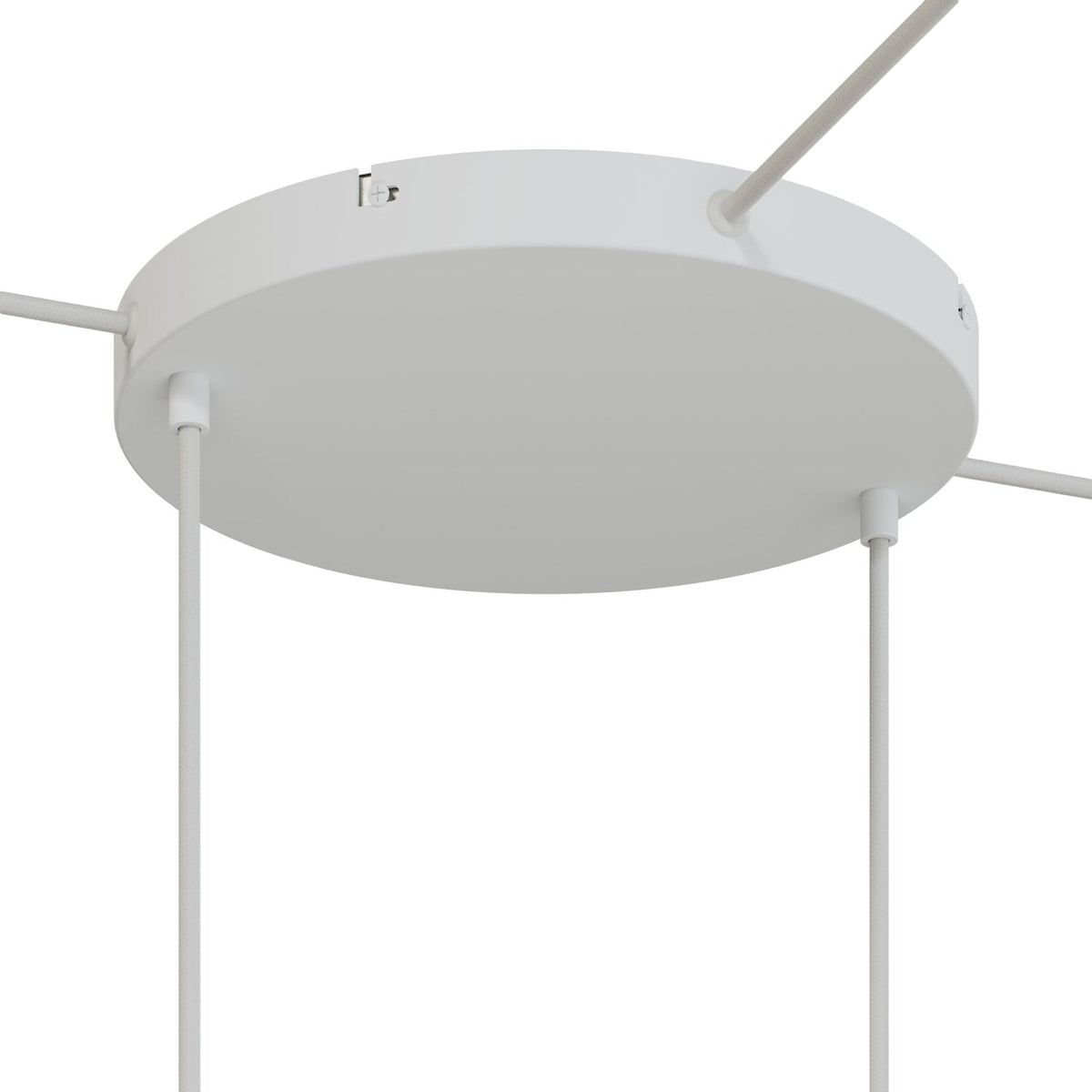 Rosone rotondo in alluminio Ø 30 cm con staffa e cavo di messa a terra, con 2 fori frontali - Bianco Opaco 3
