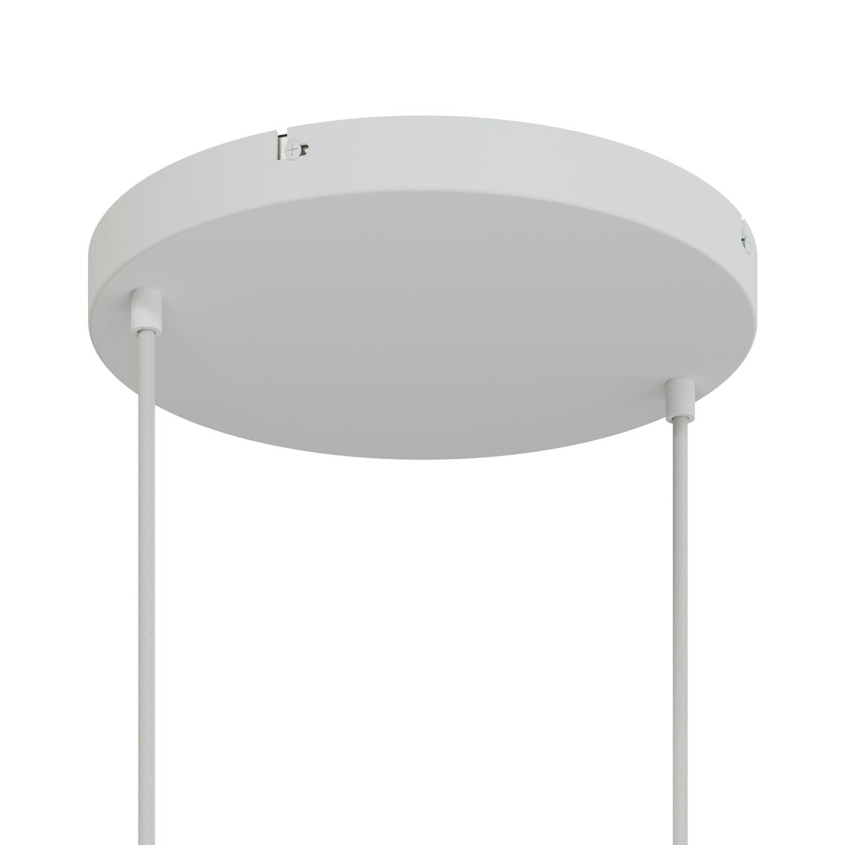 Rosone rotondo in alluminio Ø 30 cm con staffa e cavo di messa a terra, con 2 fori frontali - Bianco Opaco 0
