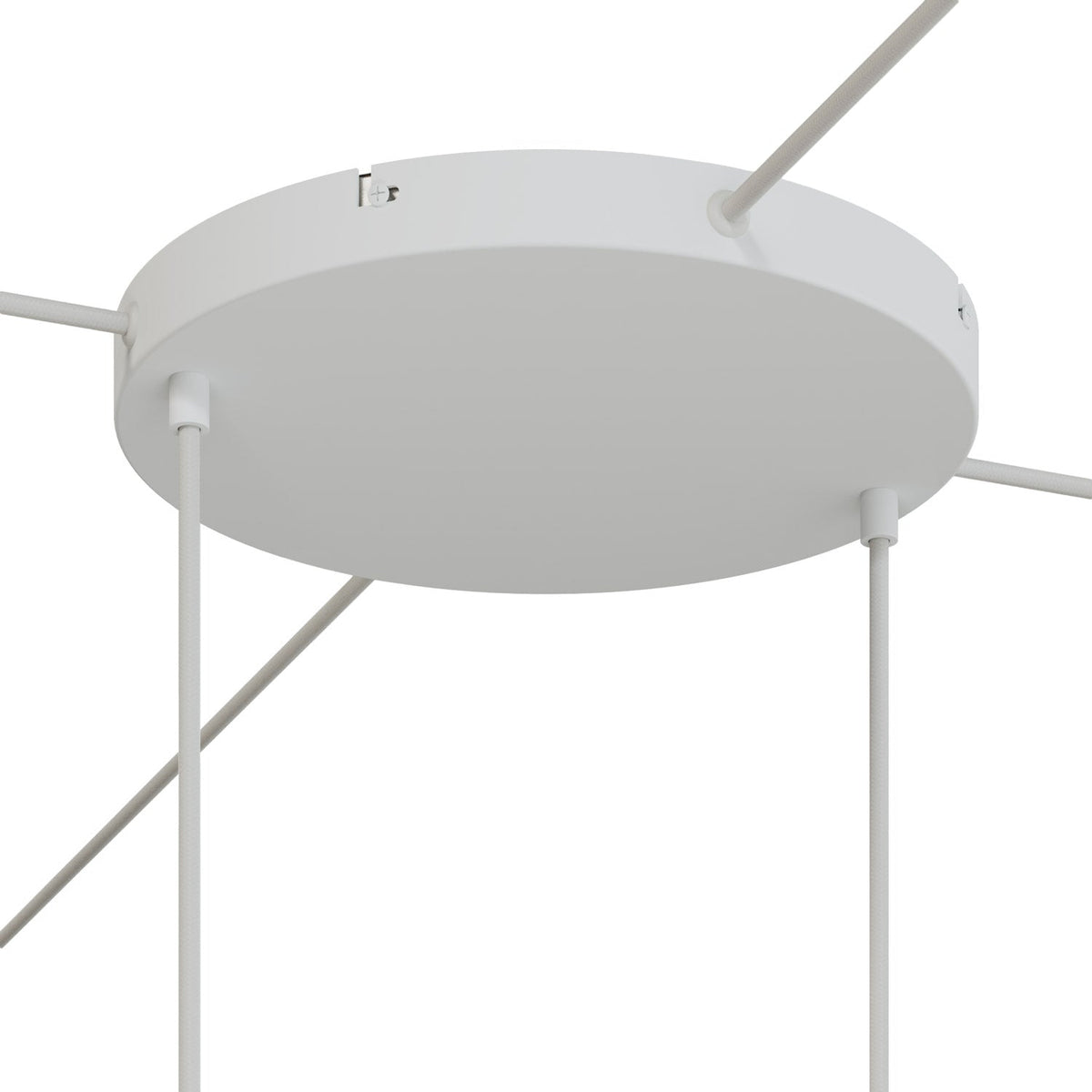 Rosone rotondo in alluminio Ø 30 cm con staffa e cavo di messa a terra, con 2 fori frontali - Bianco Opaco 4