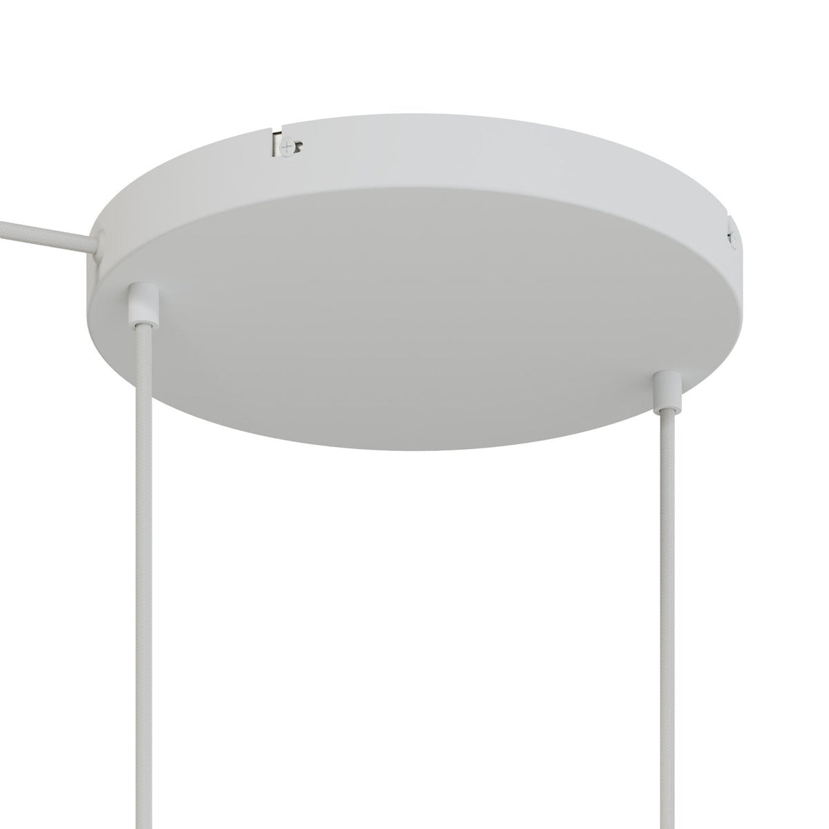 Rosone rotondo in alluminio Ø 30 cm con staffa e cavo di messa a terra, con 2 fori frontali - Bianco Opaco 1