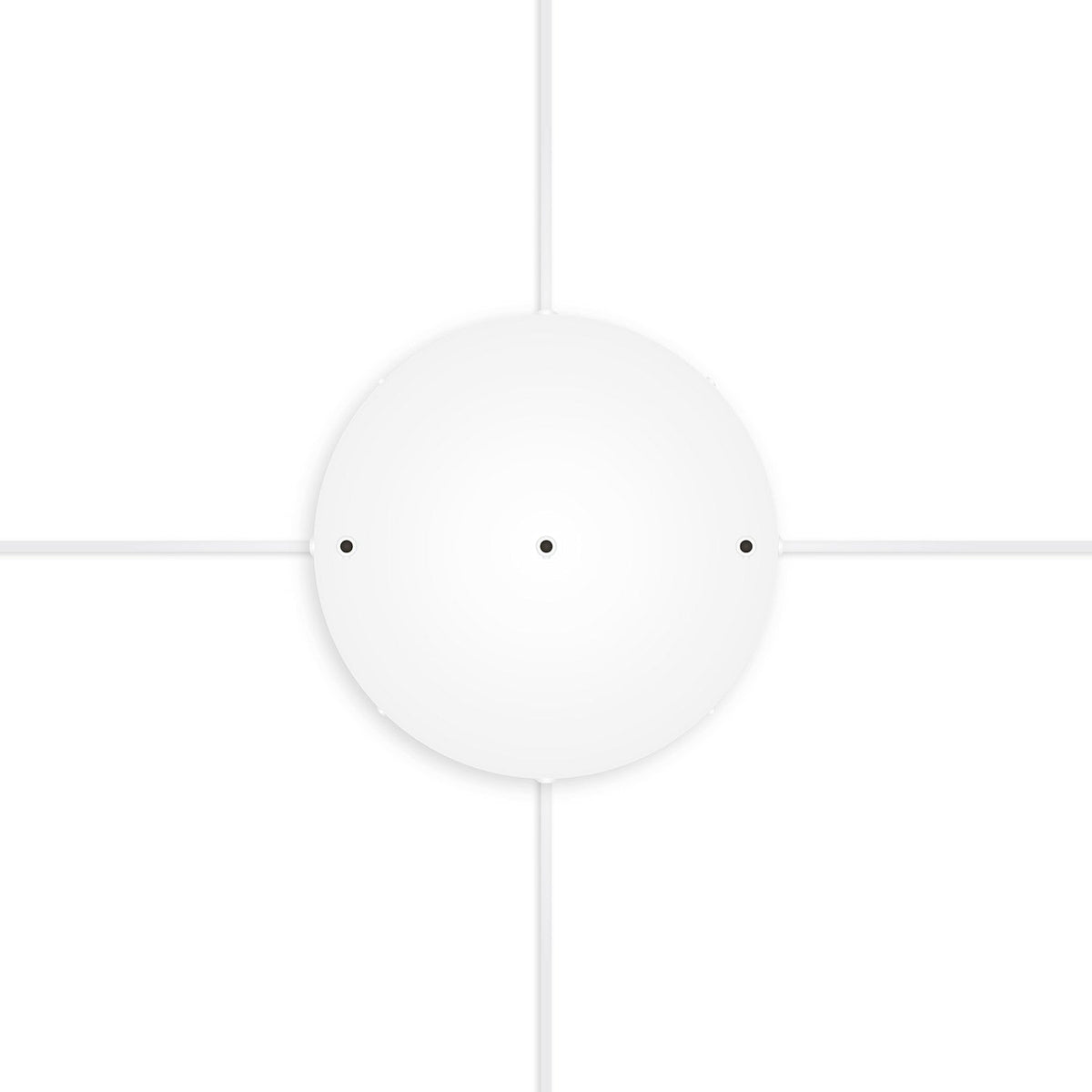Rosone rotondo in alluminio Ø 30 cm con staffa e cavo di messa a terra, con 3 fori frontali - Bianco Opaco 4
