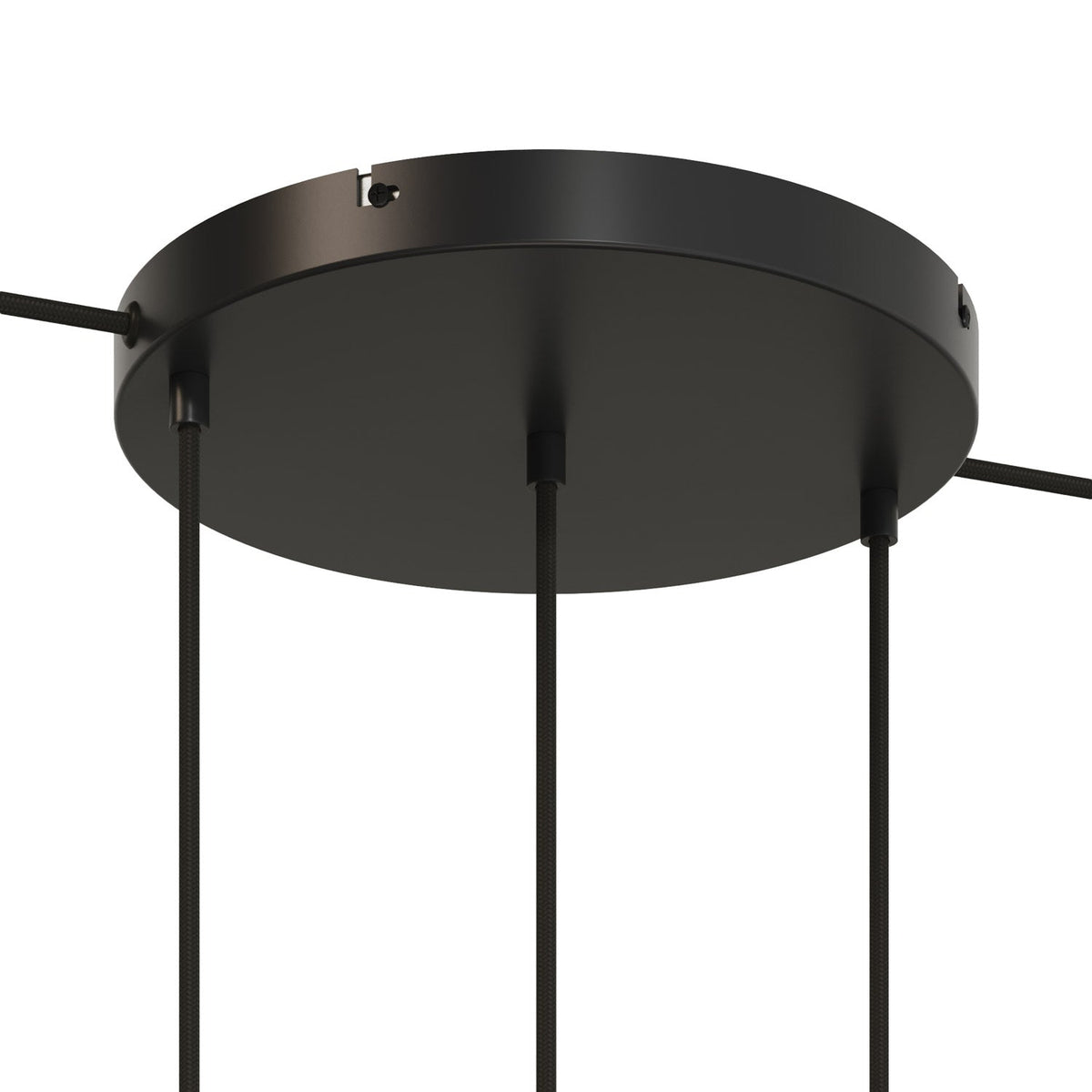 Rosone rotondo in alluminio Ø 30 cm con staffa e cavo di messa a terra, con 3 fori frontali - Nero 2