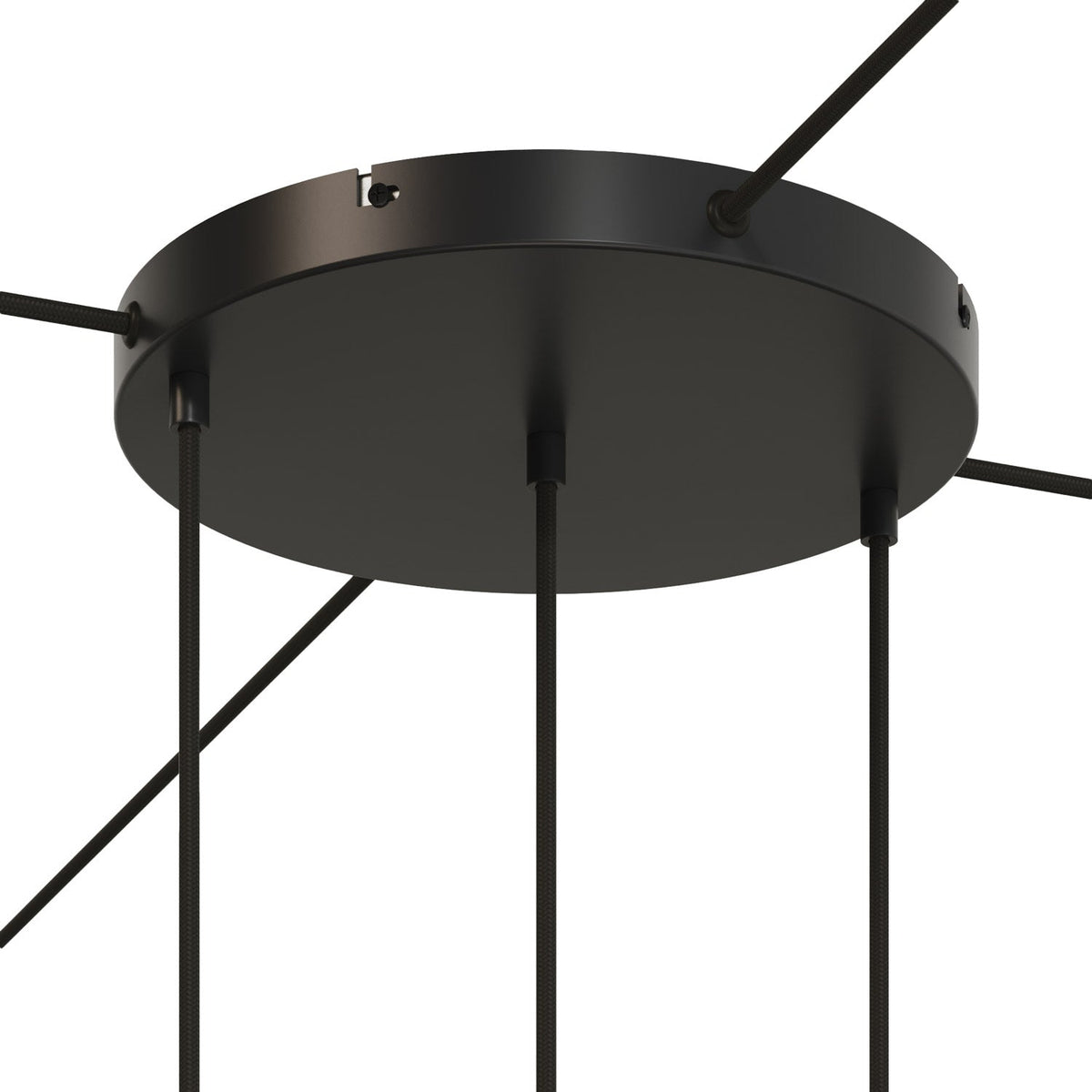 Rosone rotondo in alluminio Ø 30 cm con staffa e cavo di messa a terra, con 3 fori frontali - Nero 4