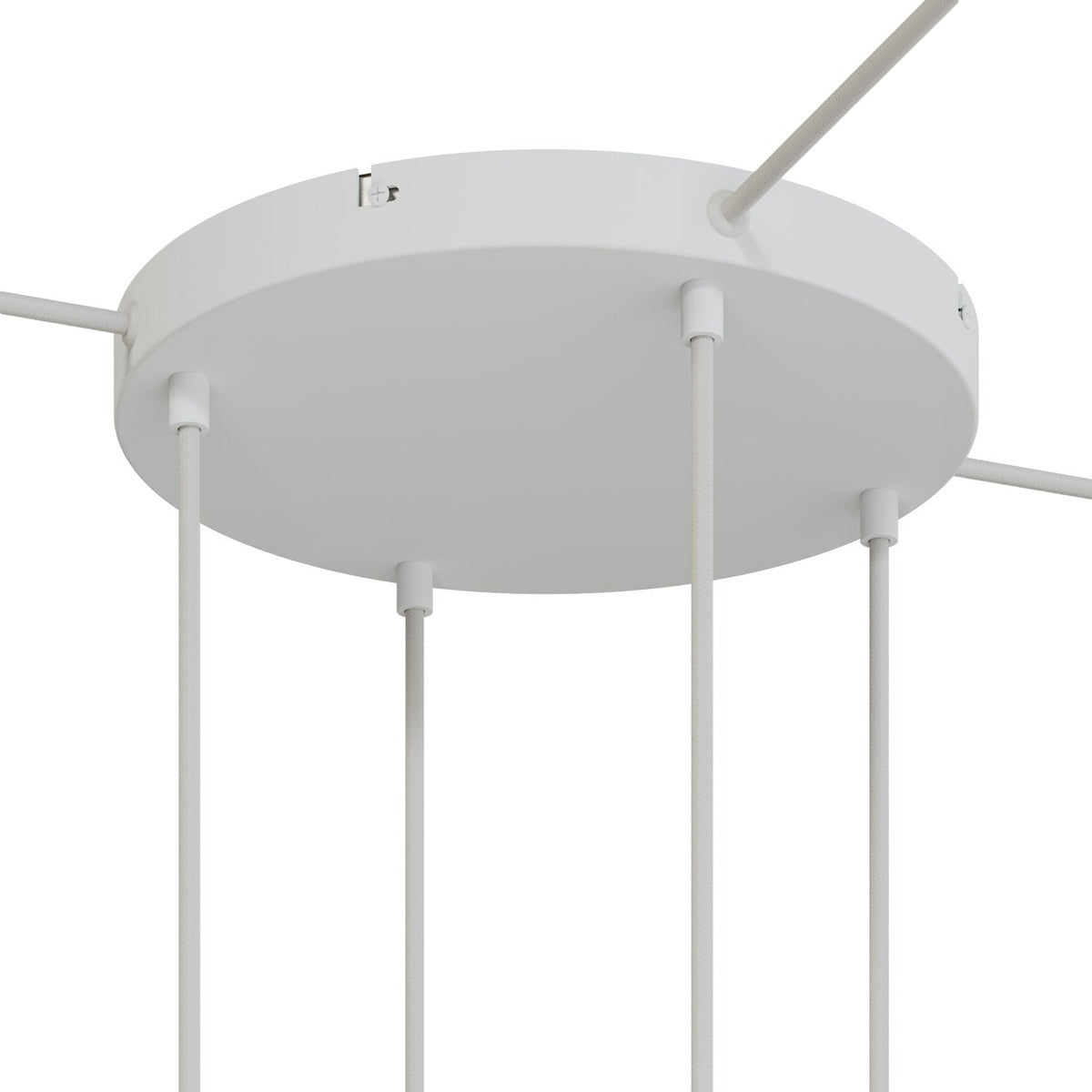 Rosone rotondo in alluminio Ø 30 cm con staffa e cavo di messa a terra, con 4 fori frontali - Bianco Opaco 3