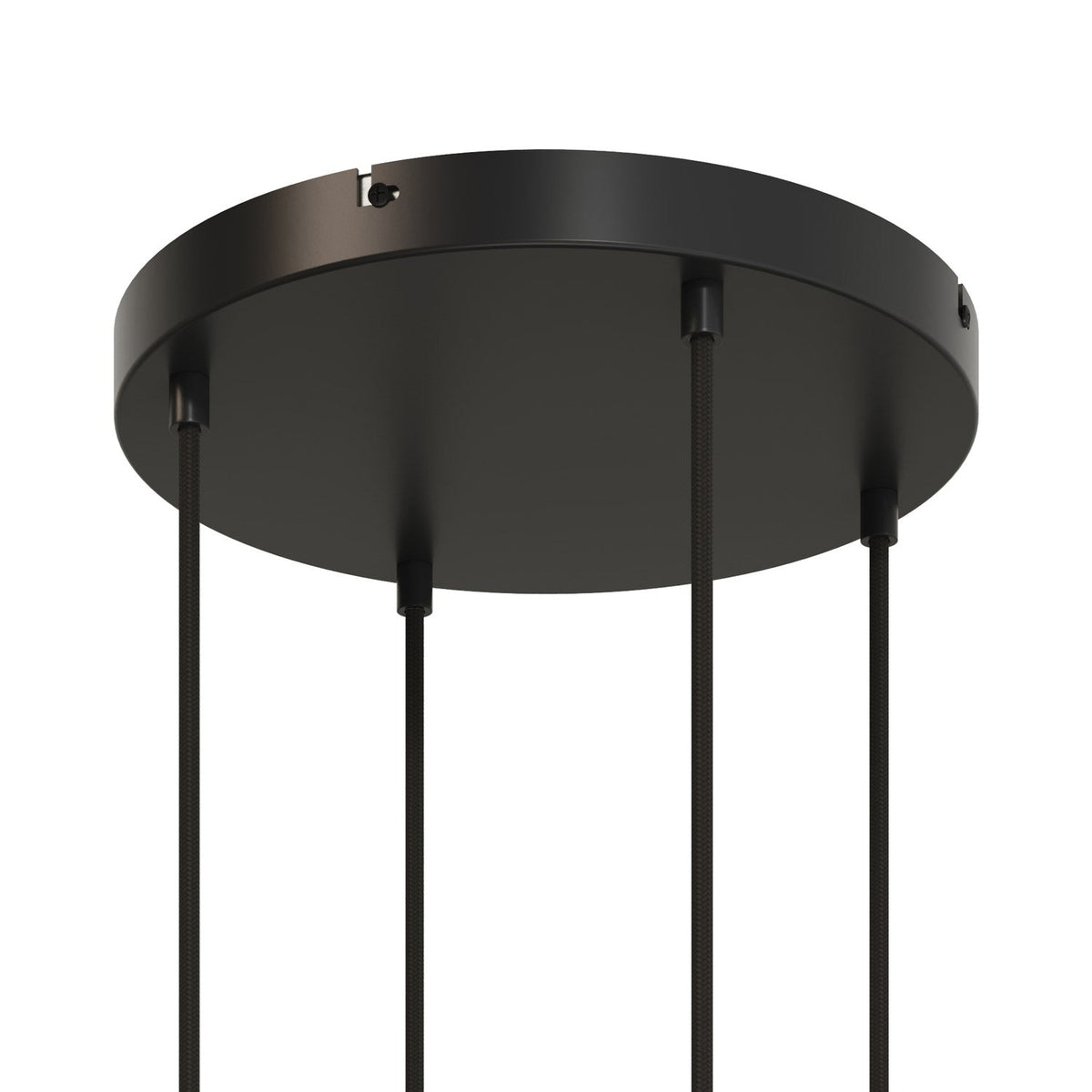 Rosone rotondo in alluminio Ø 30 cm con staffa e cavo di messa a terra, con 4 fori frontali - Nero 0