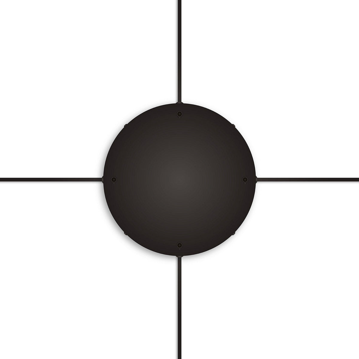 Rosone rotondo in alluminio Ø 30 cm con staffa e cavo di messa a terra, con 4 fori frontali - Nero 4