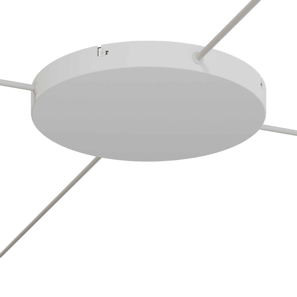 Rosone rotondo in alluminio Ø 30 cm con staffa e cavo di messa a terra, con 4 fori laterali - Bianco Opaco