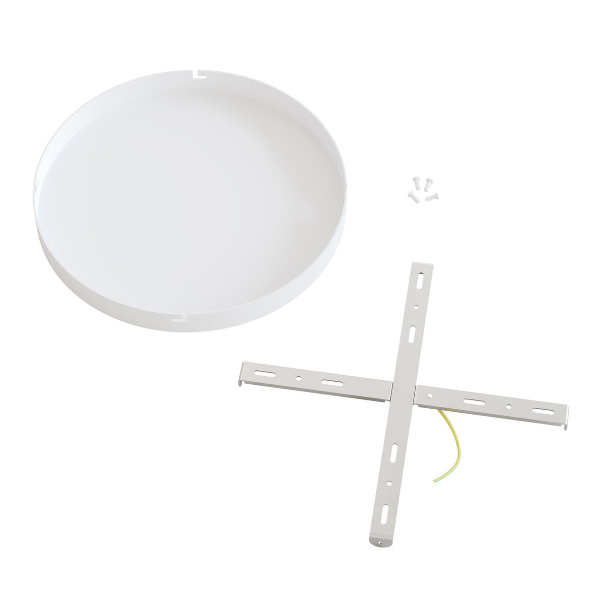 Rosone rotondo in alluminio Ø 30 cm con staffa e cavo di messa a terra, senza fori - Bianco Opaco