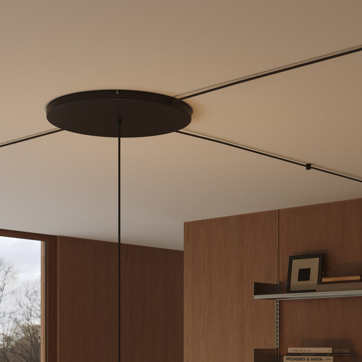 Rosone rotondo in alluminio Ø 50 cm con staffa e cavo di messa a terra, con 1 foro frontale - Nero 3
