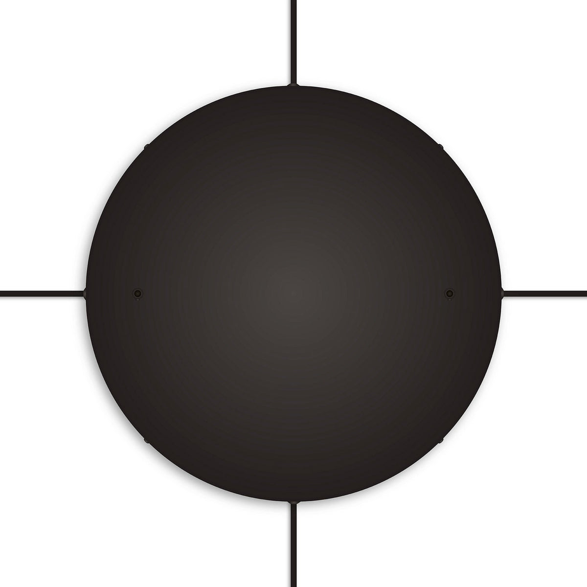 Rosone rotondo in alluminio Ø 50 cm con staffa e cavo di messa a terra, con 2 fori frontali - Nero 4