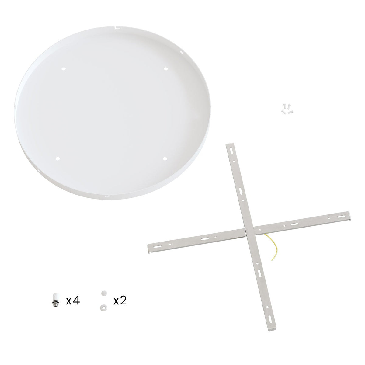 Rosone rotondo in alluminio Ø 50 cm con staffa e cavo di messa a terra, con 4 fori frontali - Bianco Opaco 2