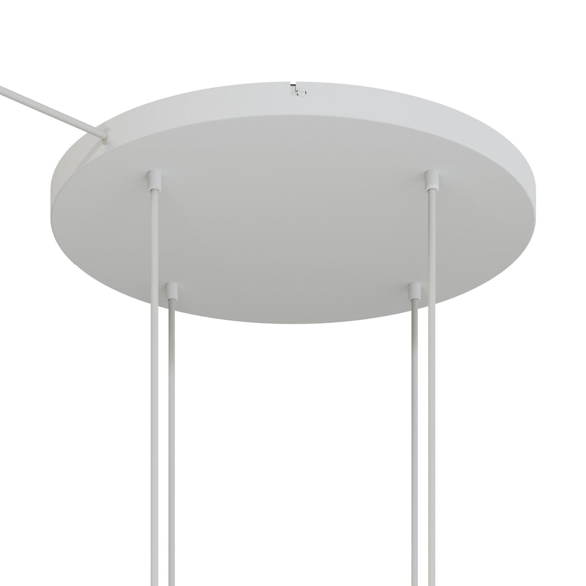Rosone rotondo in alluminio Ø 50 cm con staffa e cavo di messa a terra, con 4 fori frontali - Bianco Opaco 1