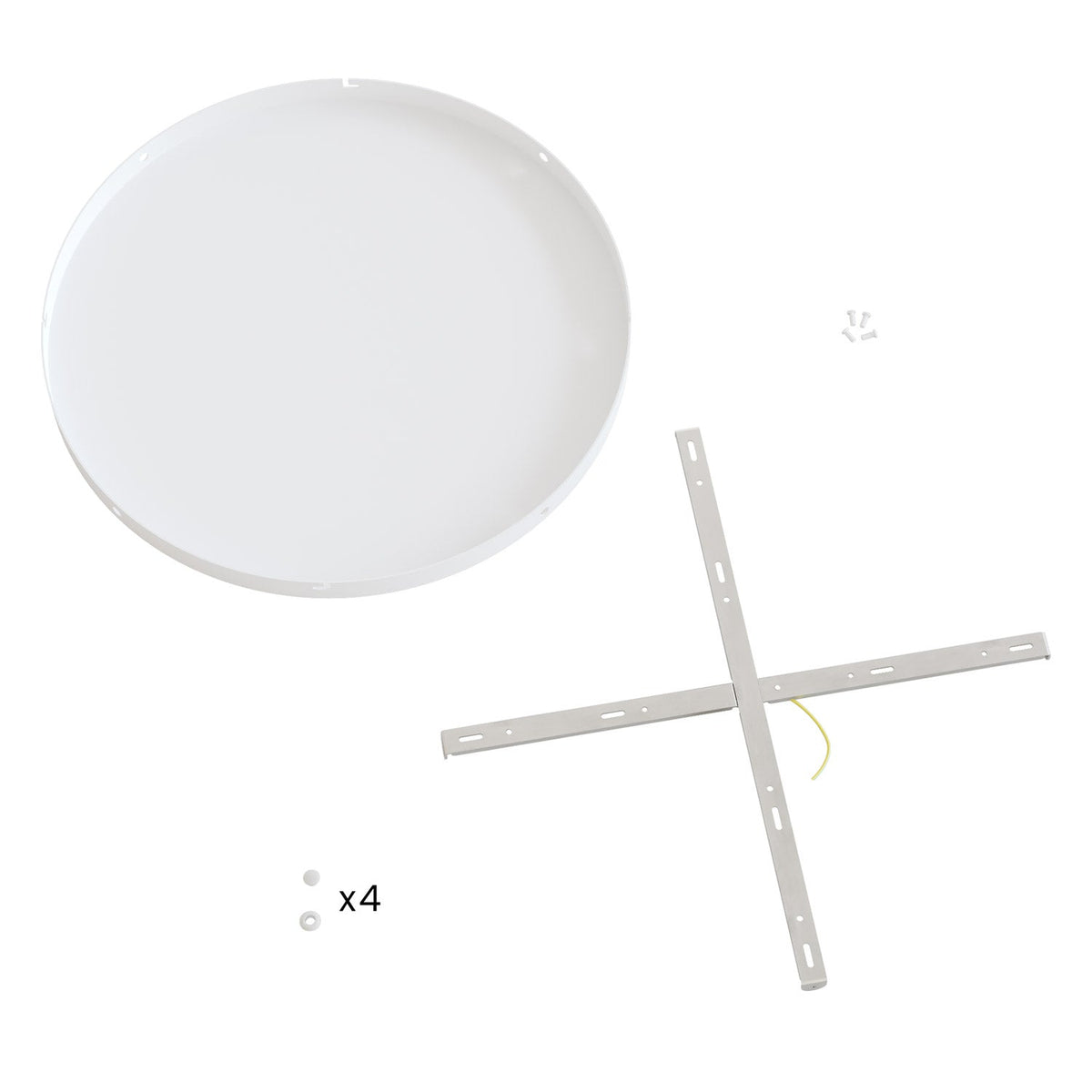 Rosone rotondo in alluminio Ø 50 cm con staffa e cavo di messa a terra, con 4 fori laterali - Bianco Opaco