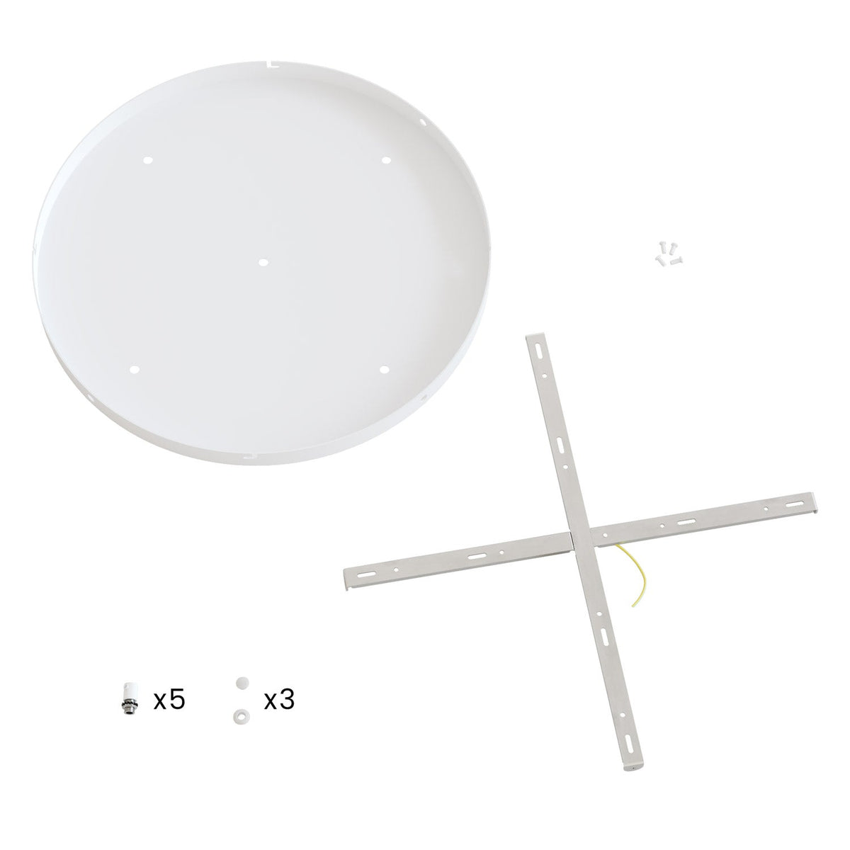 Rosone rotondo in alluminio Ø 50 cm con staffa e cavo di messa a terra, con 5 fori frontali - Bianco Opaco 3