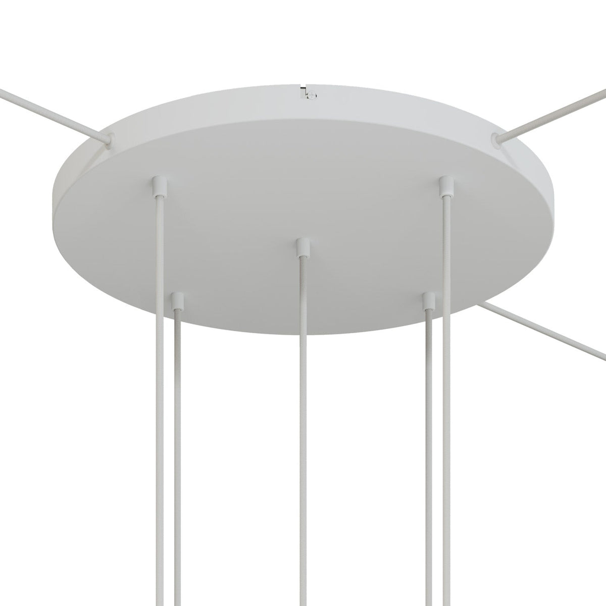 Rosone rotondo in alluminio Ø 50 cm con staffa e cavo di messa a terra, con 5 fori frontali - Bianco Opaco 3