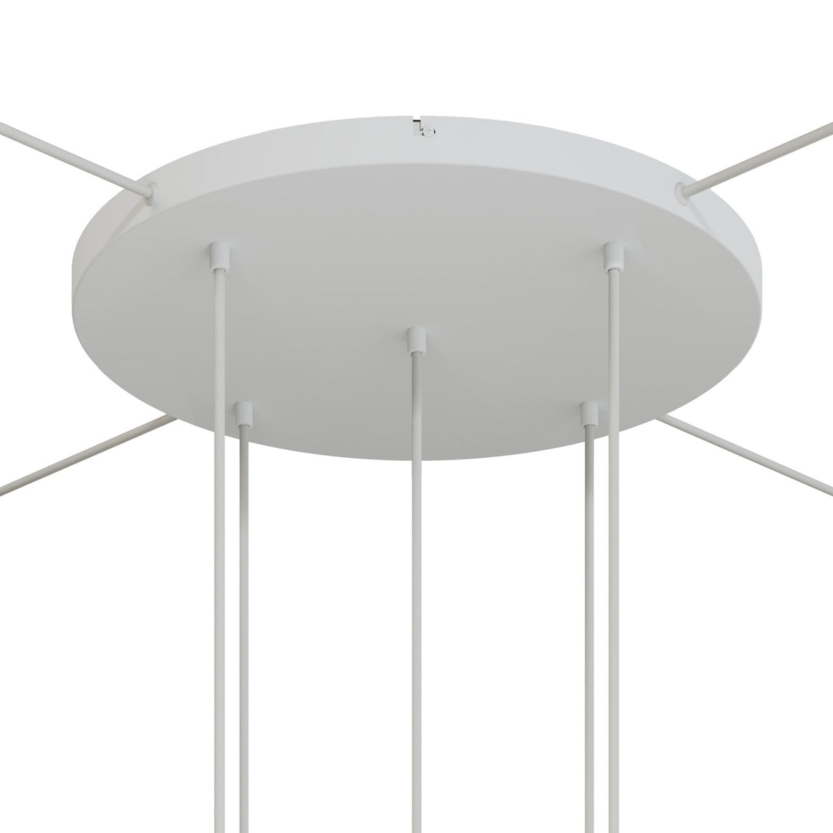Rosone rotondo in alluminio Ø 50 cm con staffa e cavo di messa a terra, con 5 fori frontali - Bianco Opaco 4