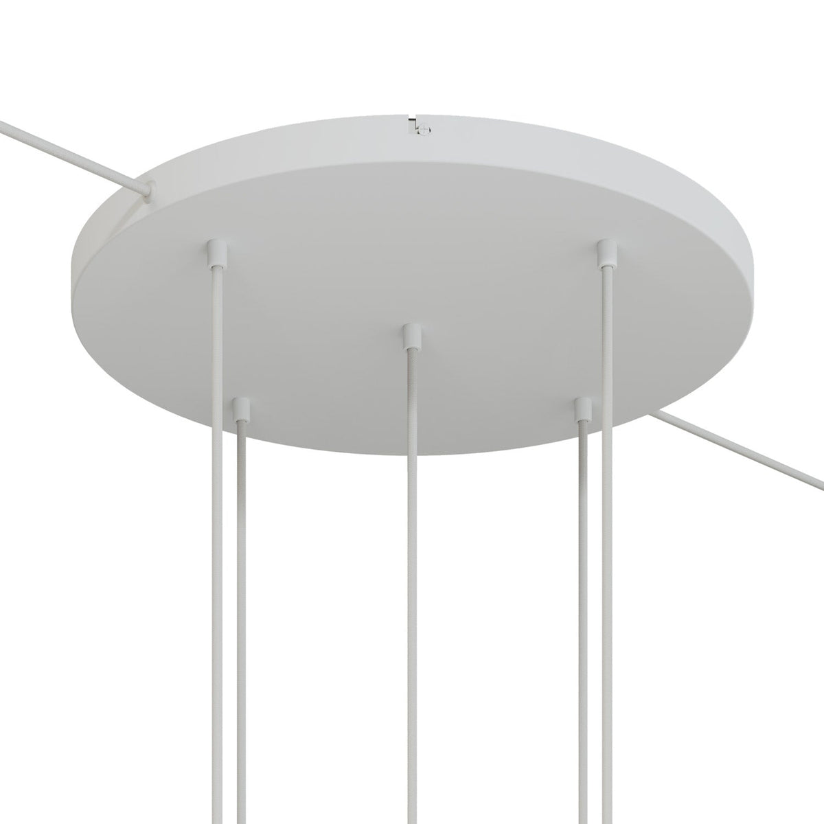 Rosone rotondo in alluminio Ø 50 cm con staffa e cavo di messa a terra, con 5 fori frontali - Bianco Opaco 2