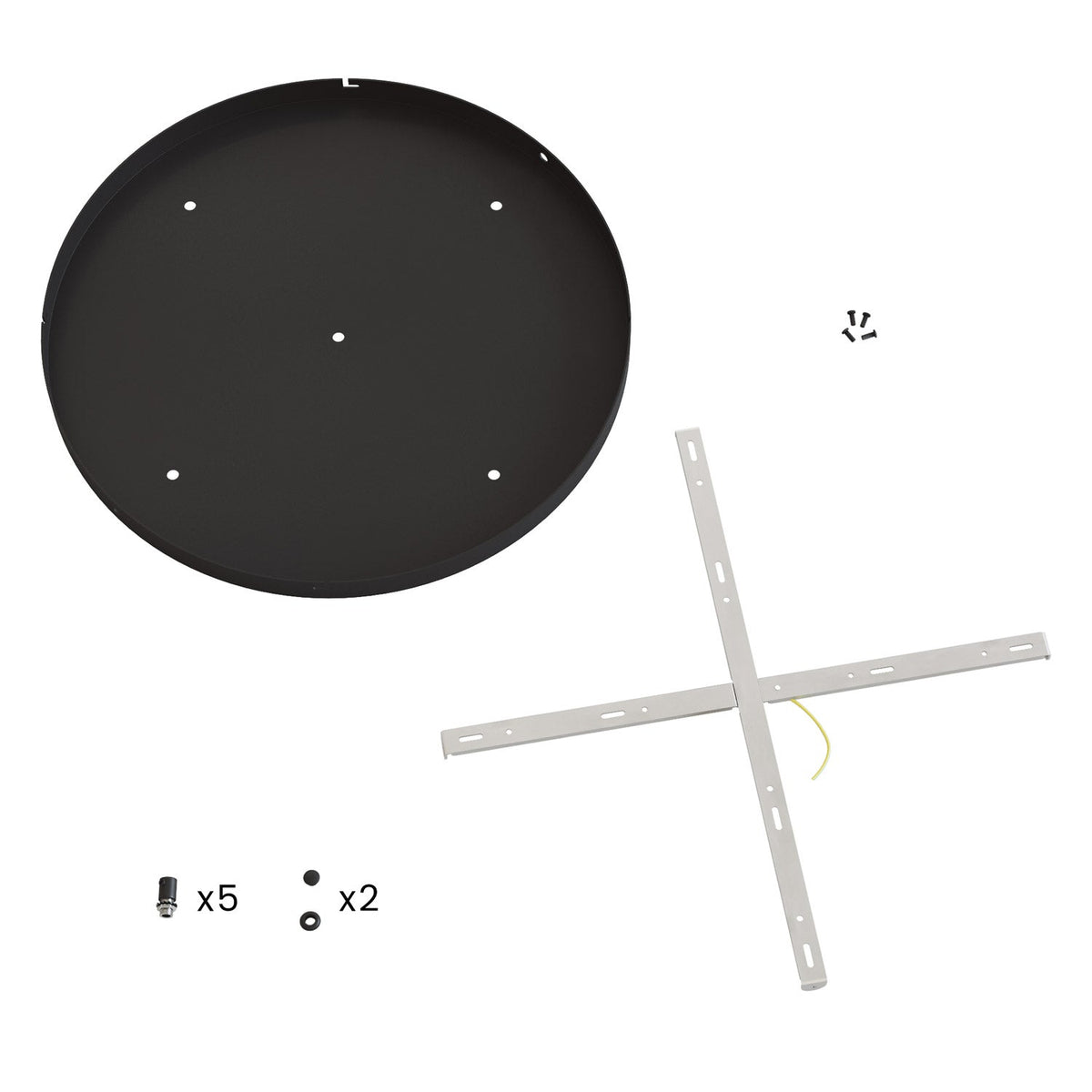 Rosone rotondo in alluminio Ø 50 cm con staffa e cavo di messa a terra, con 5 fori frontali - Nero 2