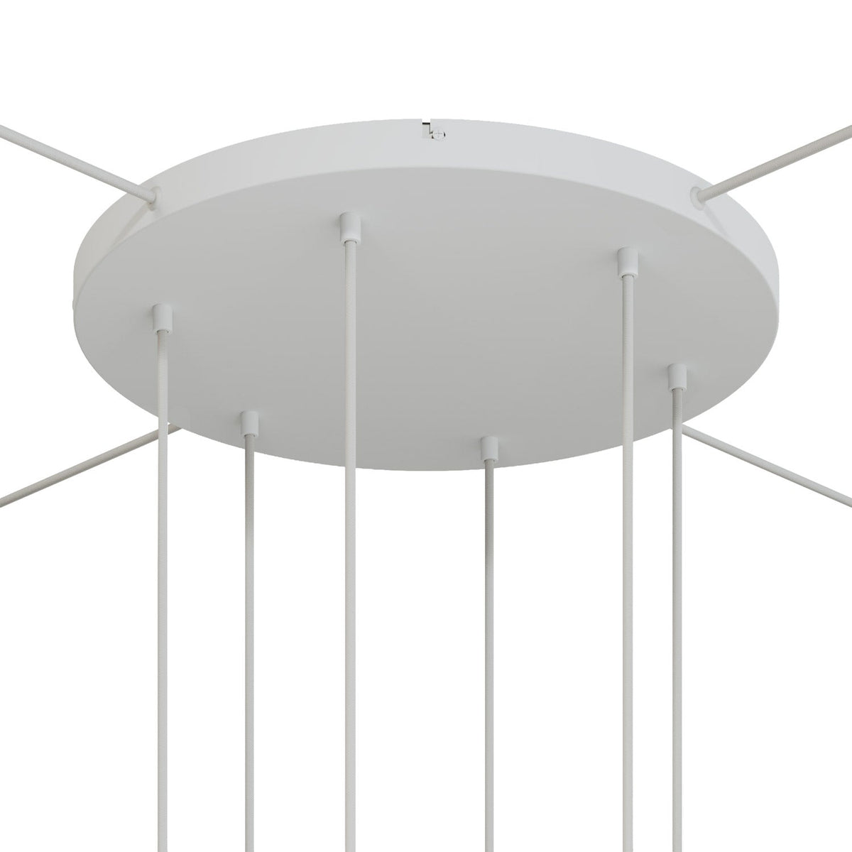 Rosone rotondo in alluminio Ø 50 cm con staffa e cavo di messa a terra, con 6 fori frontali - Bianco Opaco 4