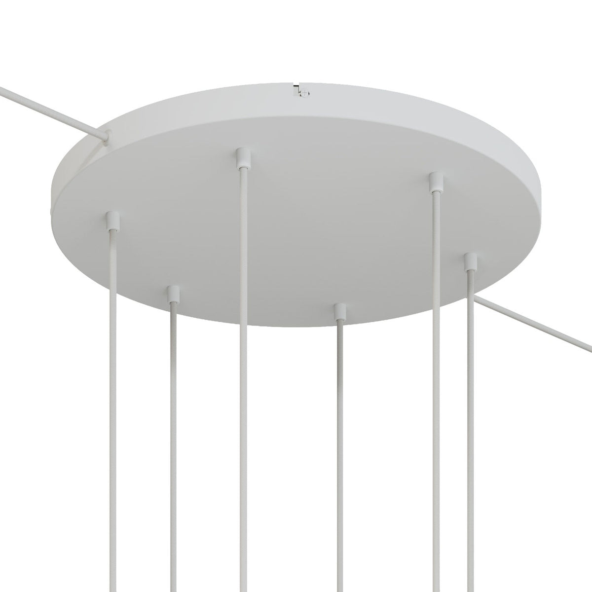 Rosone rotondo in alluminio Ø 50 cm con staffa e cavo di messa a terra, con 6 fori frontali - Bianco Opaco 2