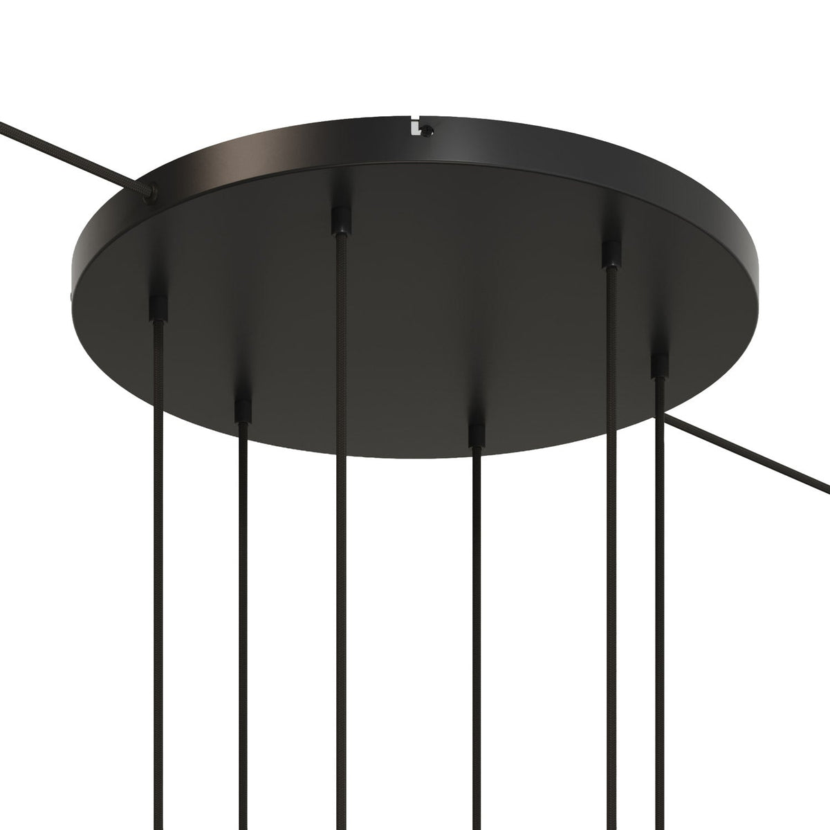 Rosone rotondo in alluminio Ø 50 cm con staffa e cavo di messa a terra, con 6 fori frontali - Nero 2
