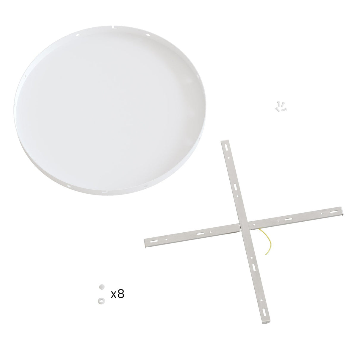 Rosone rotondo in alluminio Ø 50 cm con staffa e cavo di messa a terra, con 8 fori laterali - Bianco Opaco