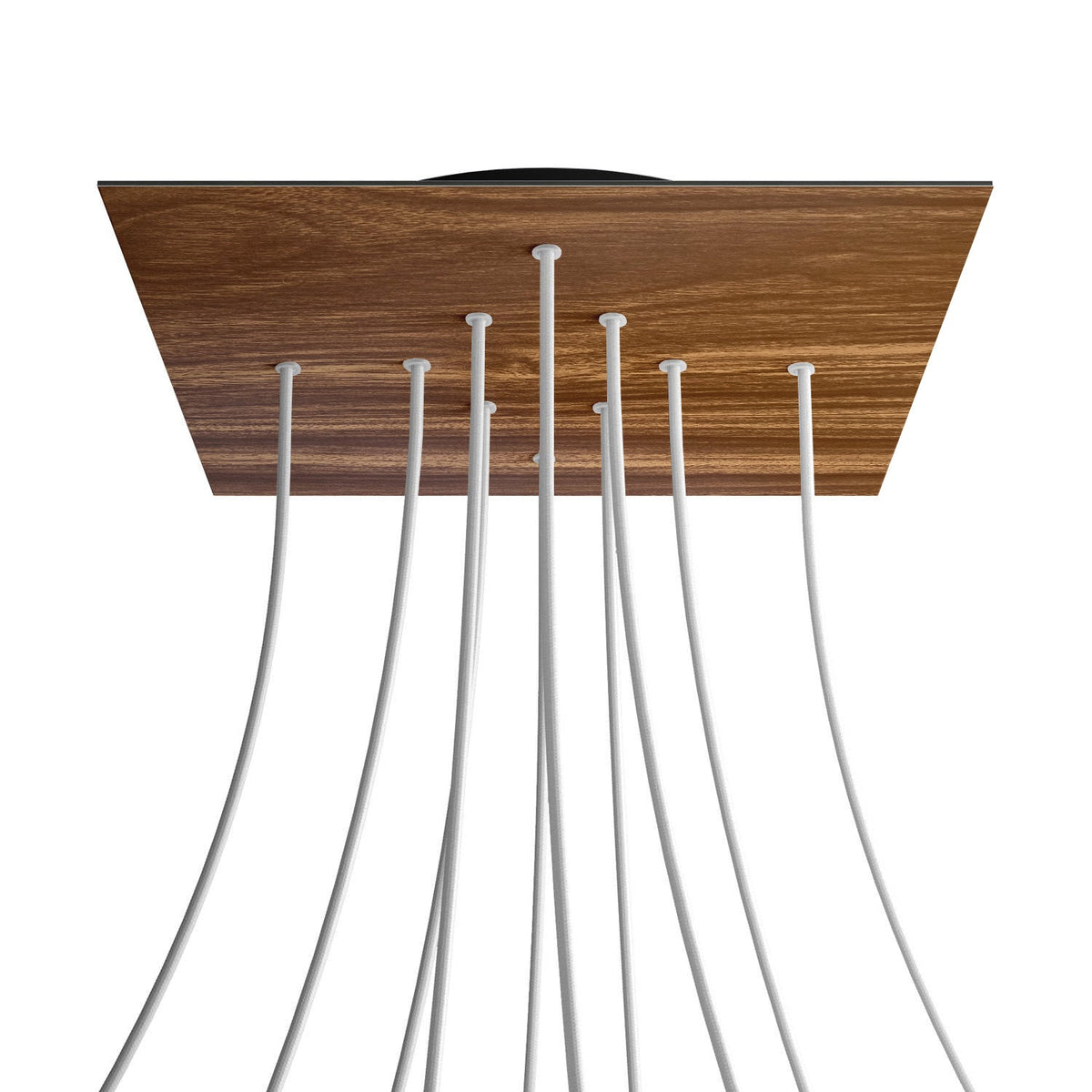 Rosone XXL Rose-One quadrato, 400 mm con 10 fori e 4 fori laterali - Legno Nero
